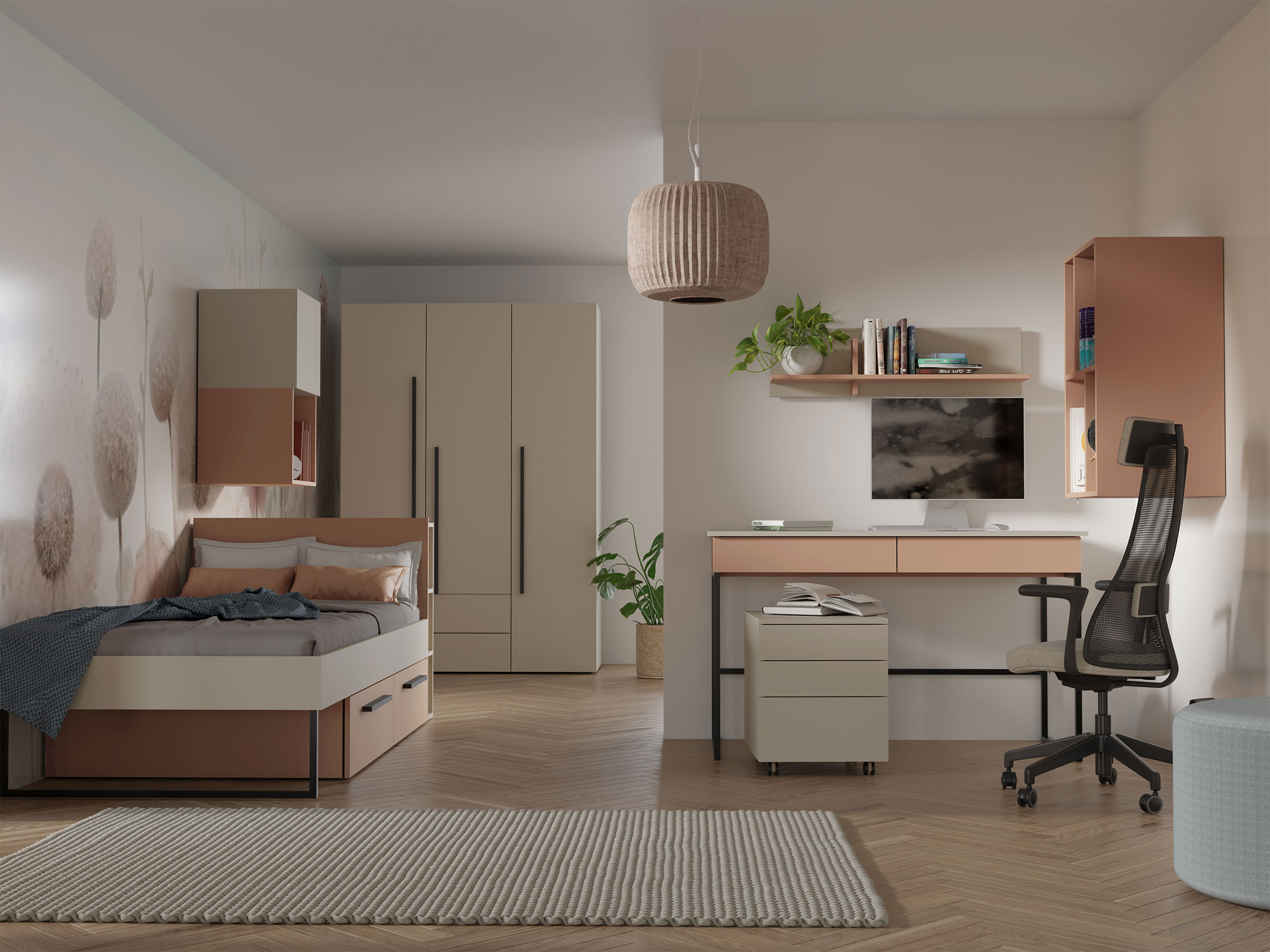 Chambre enfant complète Etruva 119 (Cachemire + Rose)