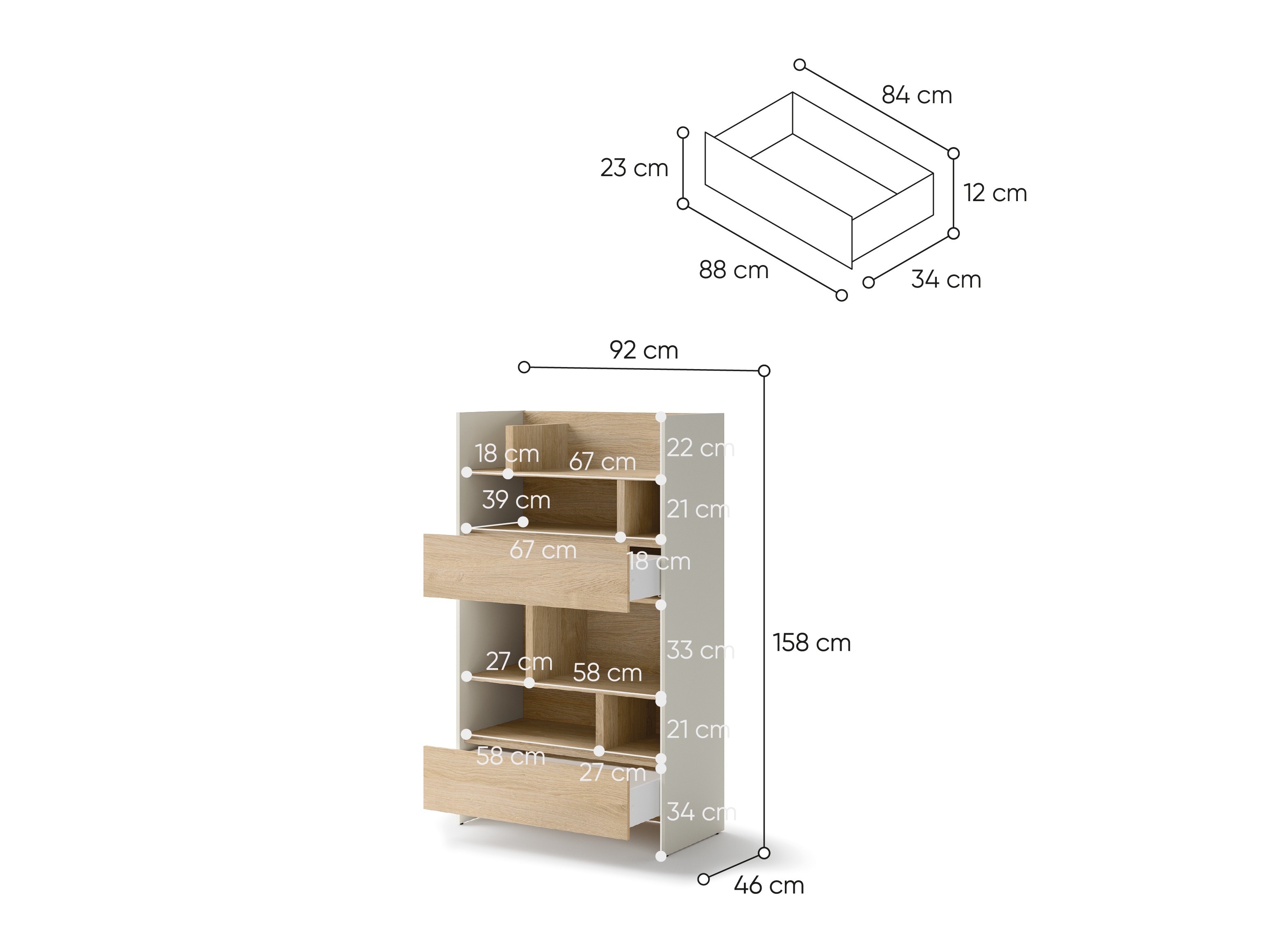 Étagère Concept Lenart X (Blanc + Chêne Artisan)