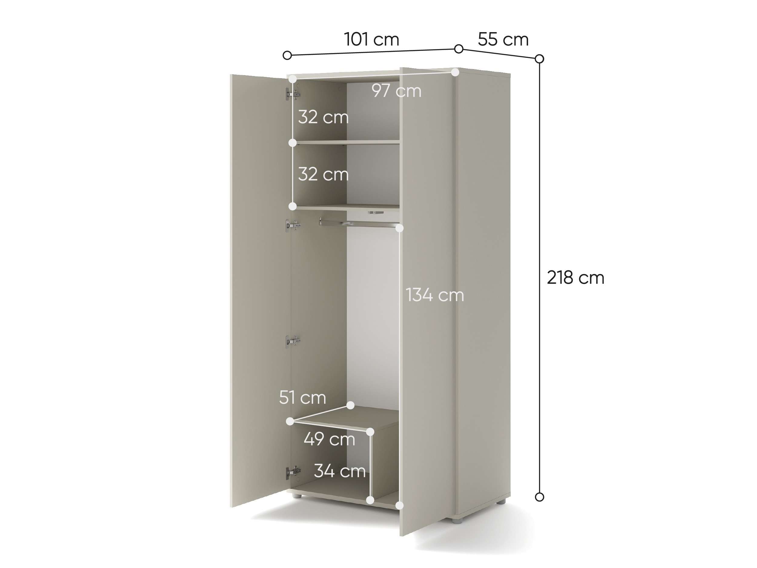 Armoire Concept Lenart (Blanc brillant + Blanc)
