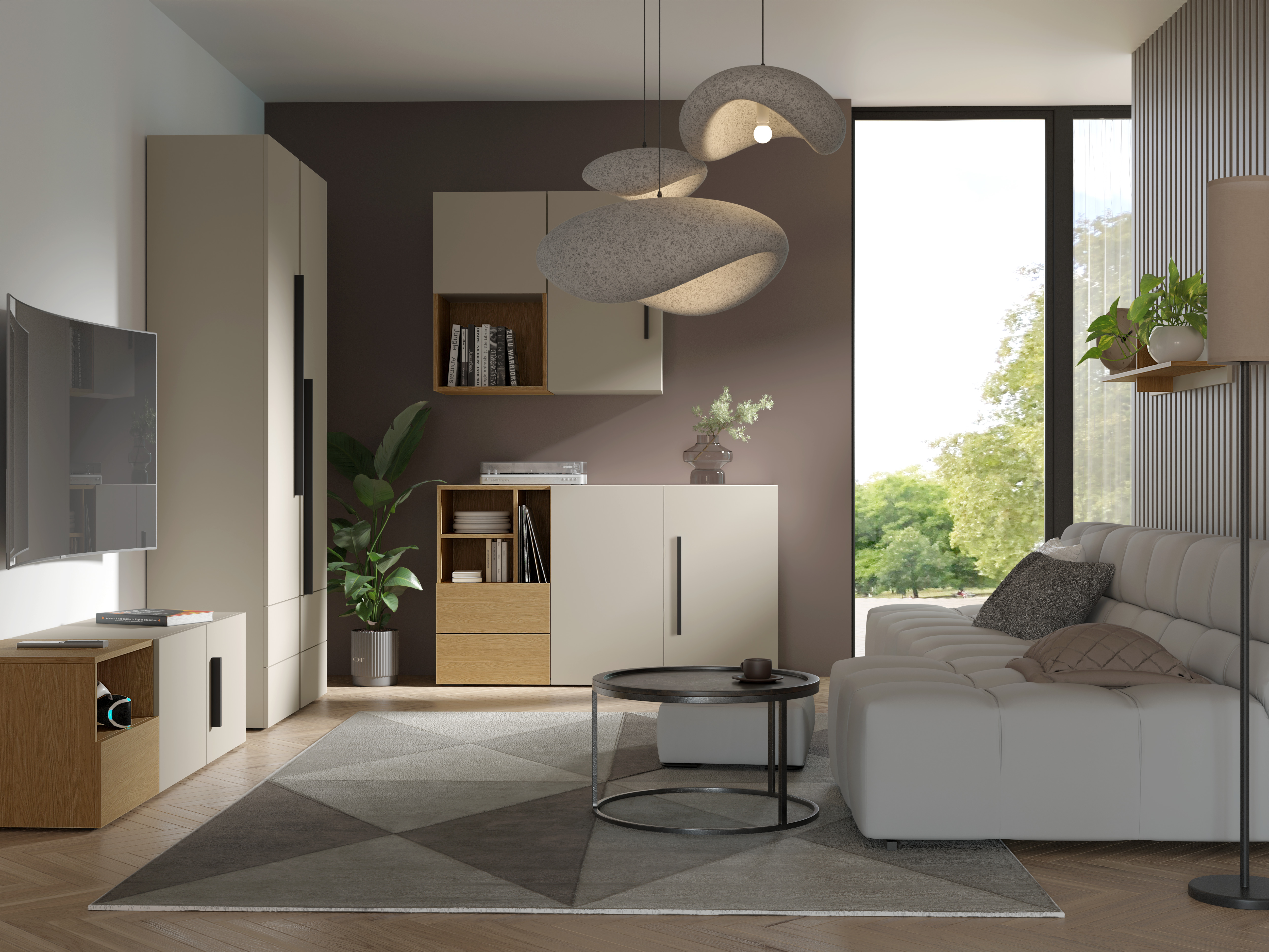 Armoire murale Etruva 113 (Cachemire + Chêne)