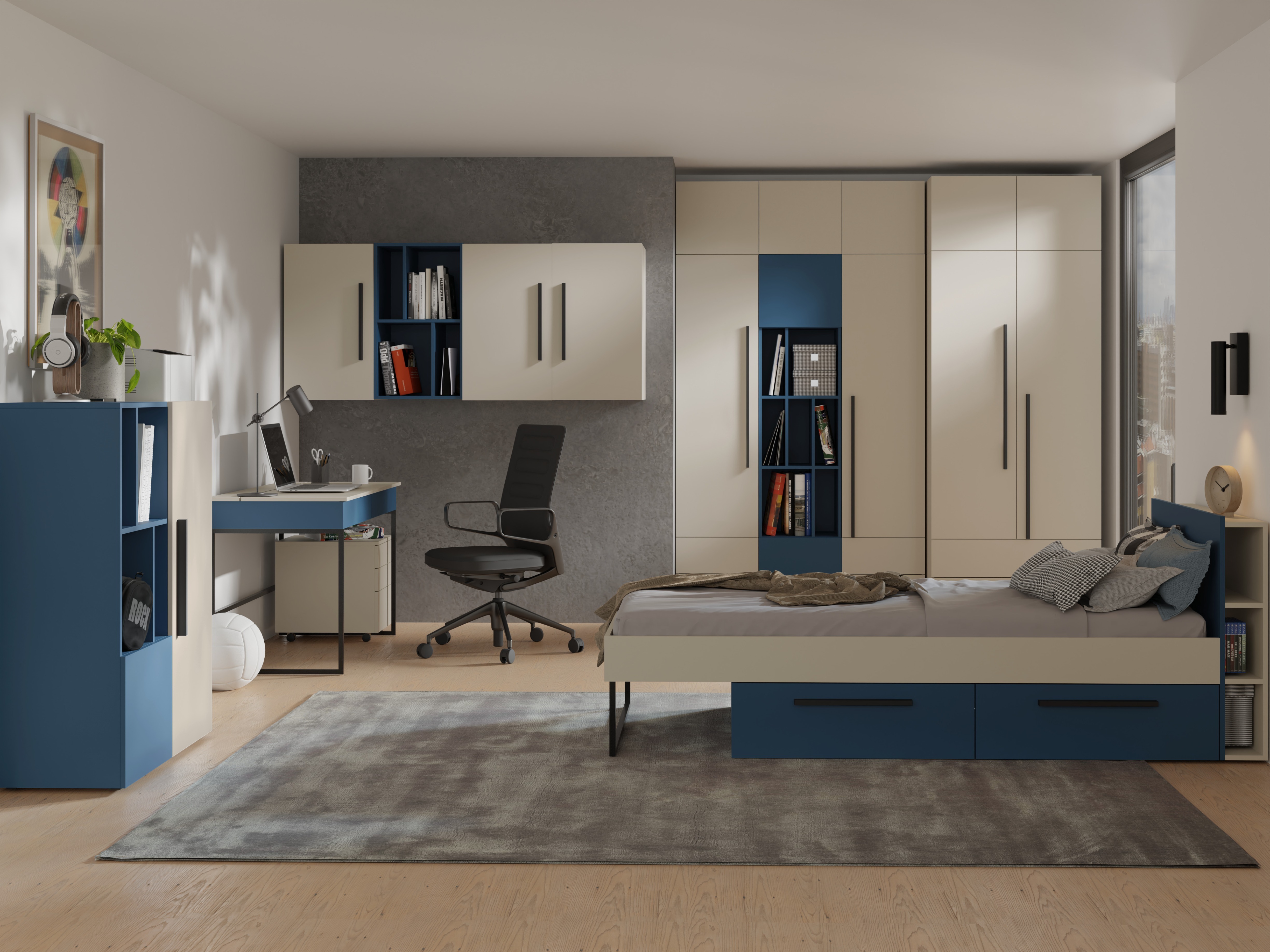 Lit Etruva 110 (Cachemire + Bleu)