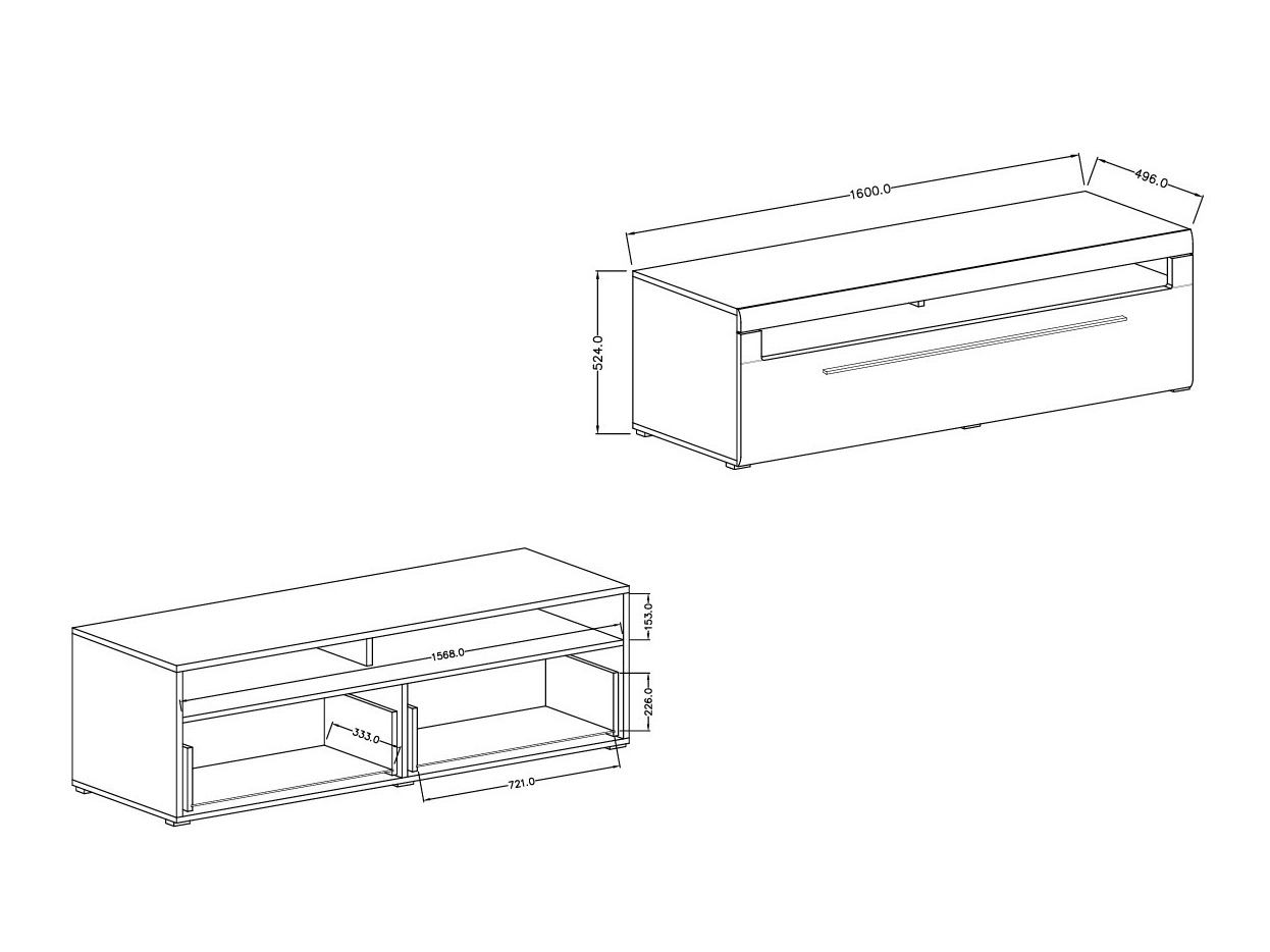 Meuble TV Ophsalu 104 (Blanc + Blanc brillant)