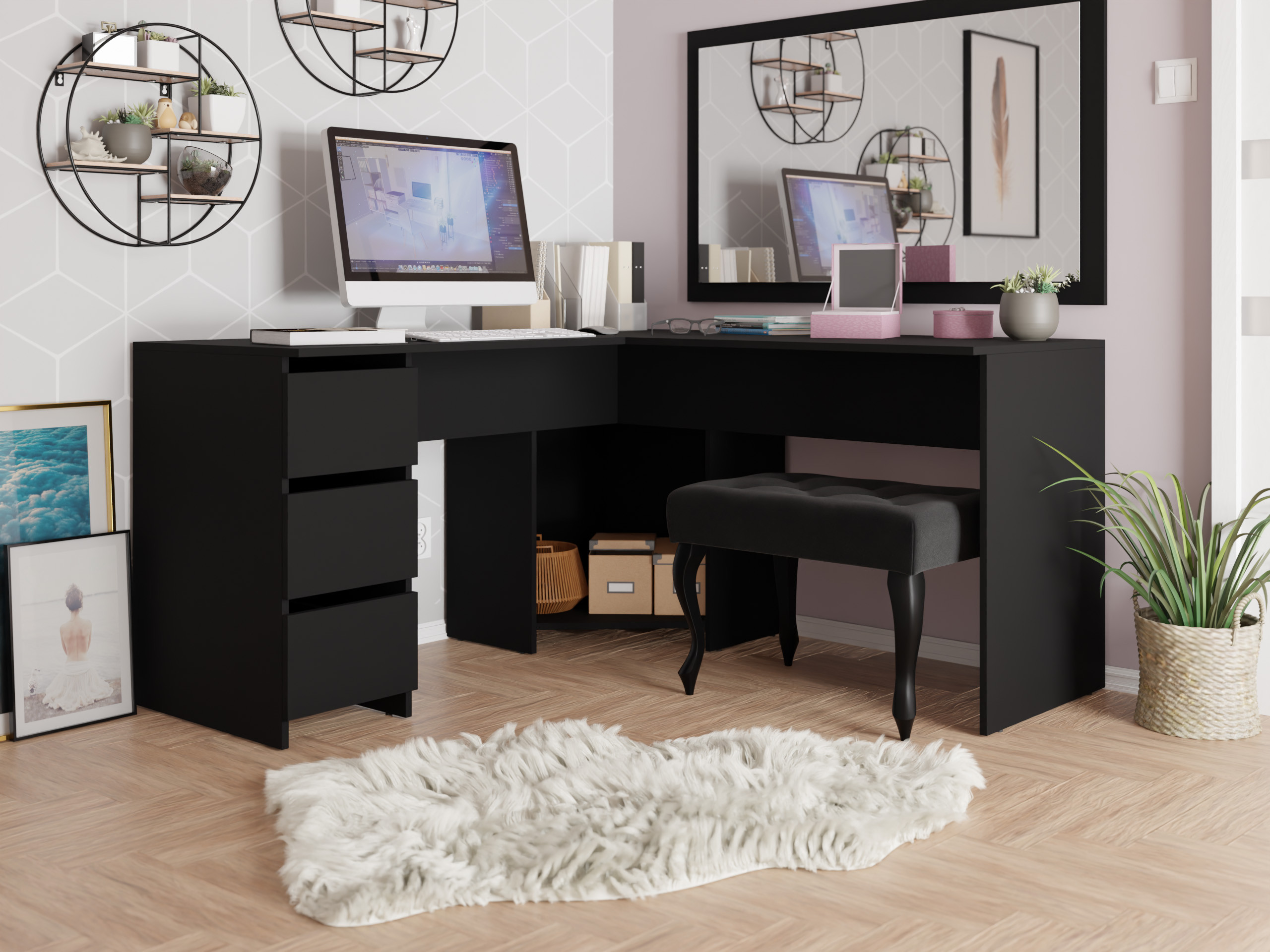 Bureau d'angle Comfivo Insuler (Noir)