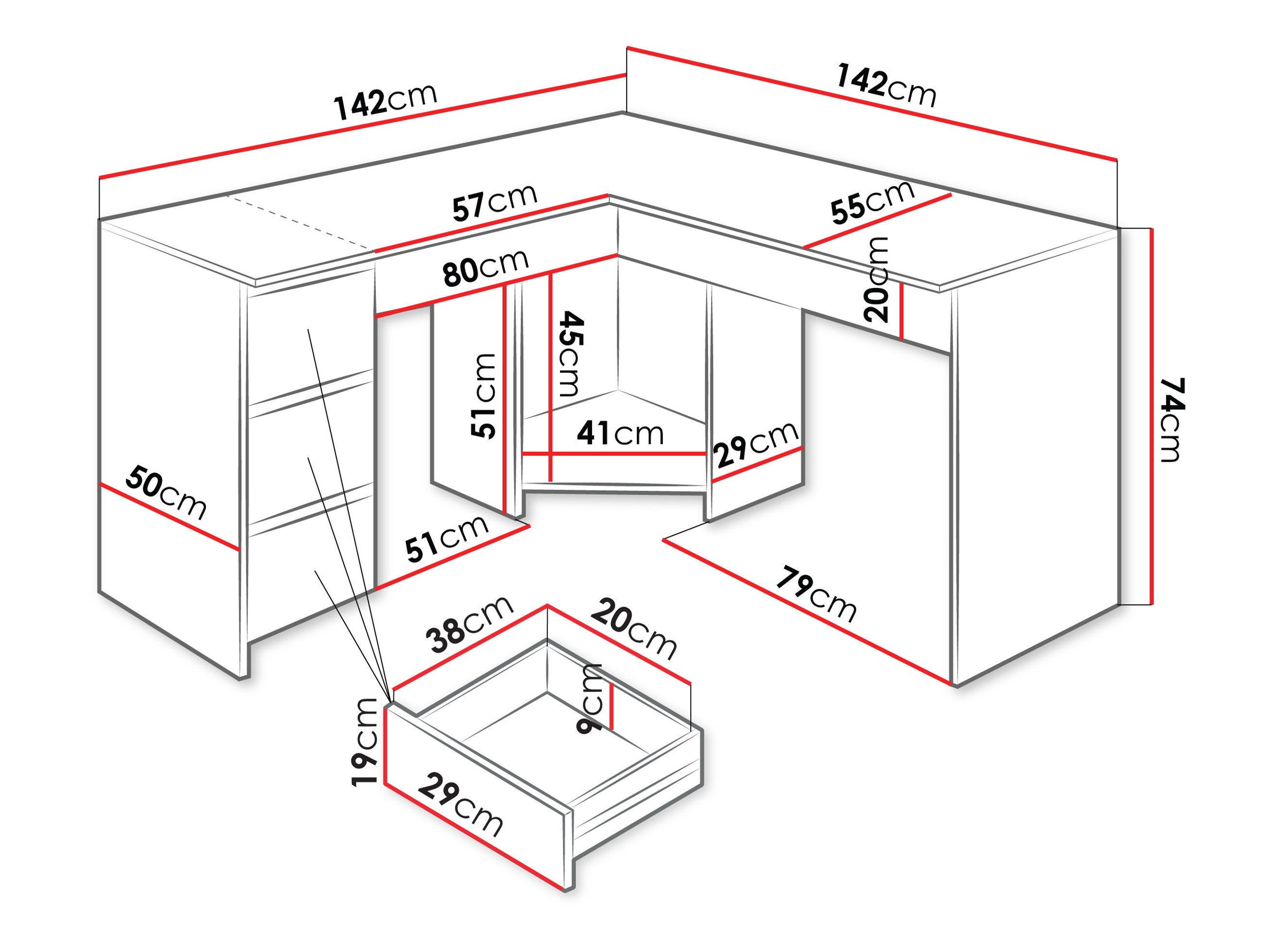 Bureau d'angle Comfivo 576 (Cachemire)