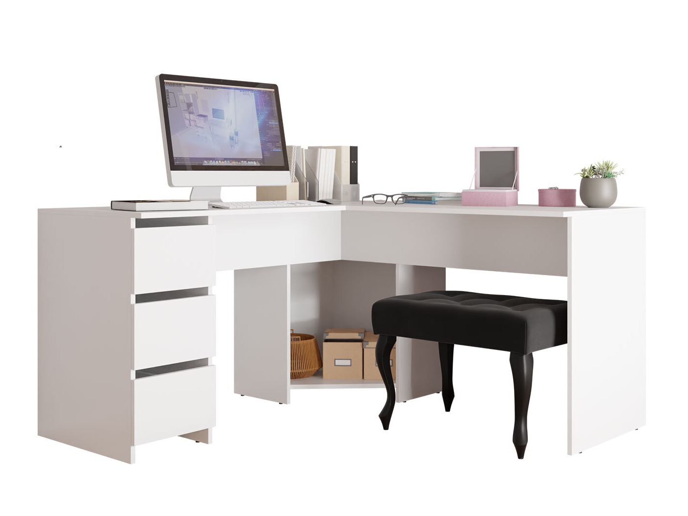 Bureau d'angle Comfivo Insuler (Blanc)