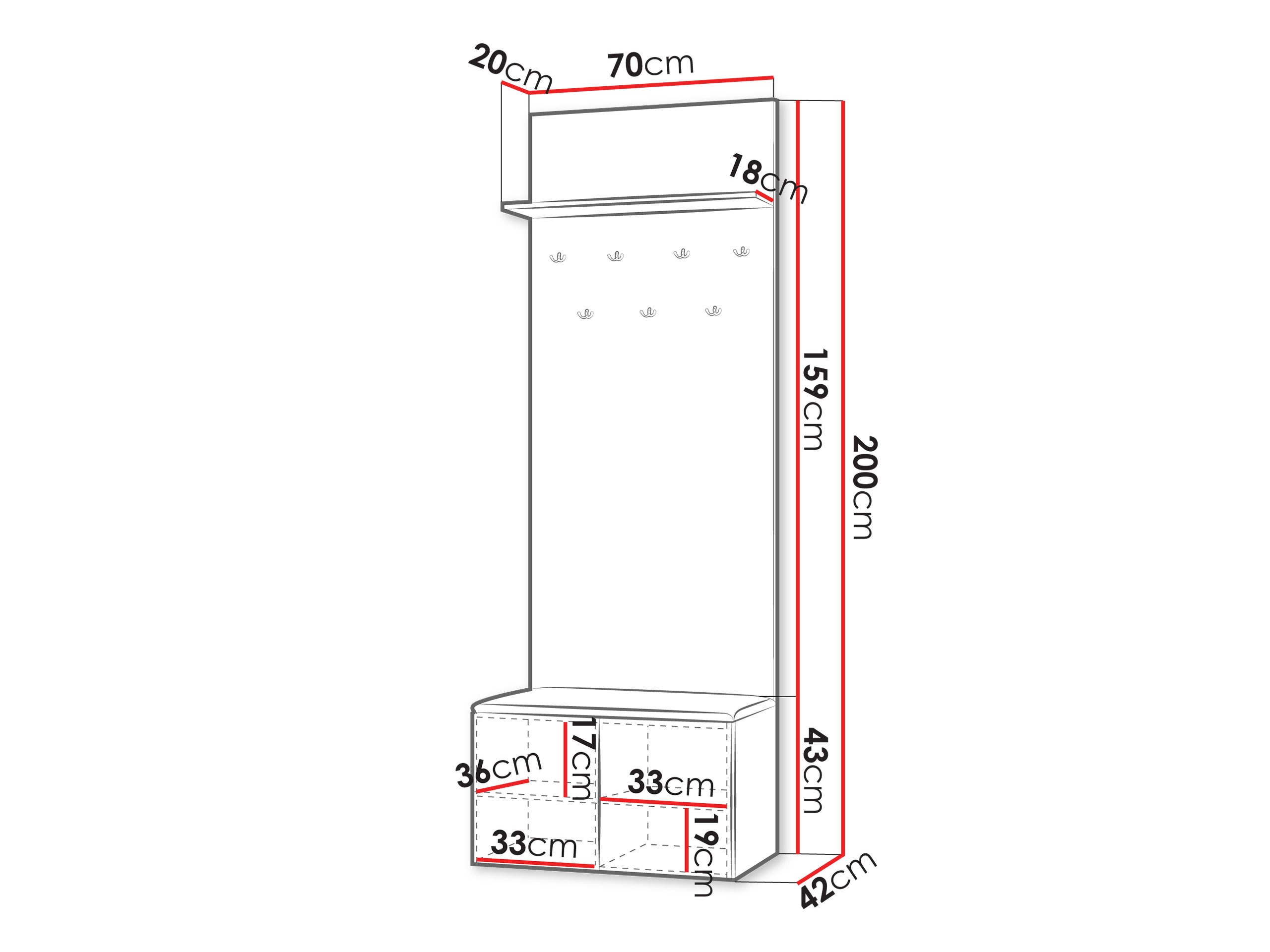 Meuble d'entrée Comfivo 580 (Noyer)