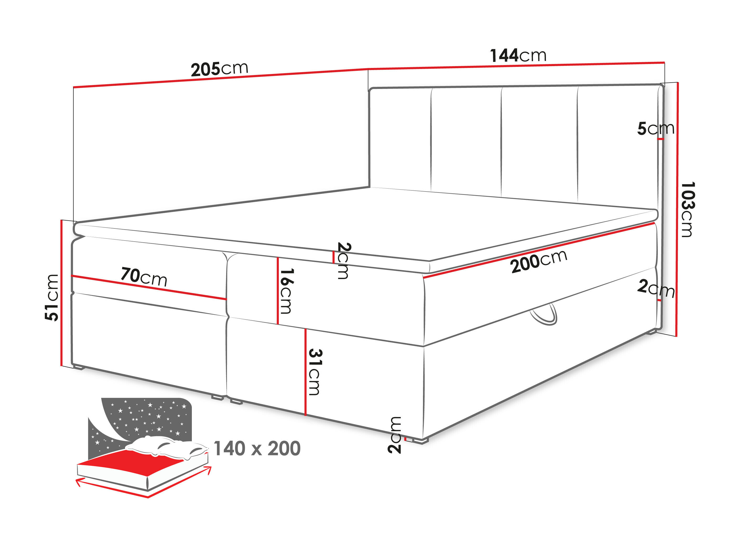 Lit boxspring Oppidum (Polo 889)