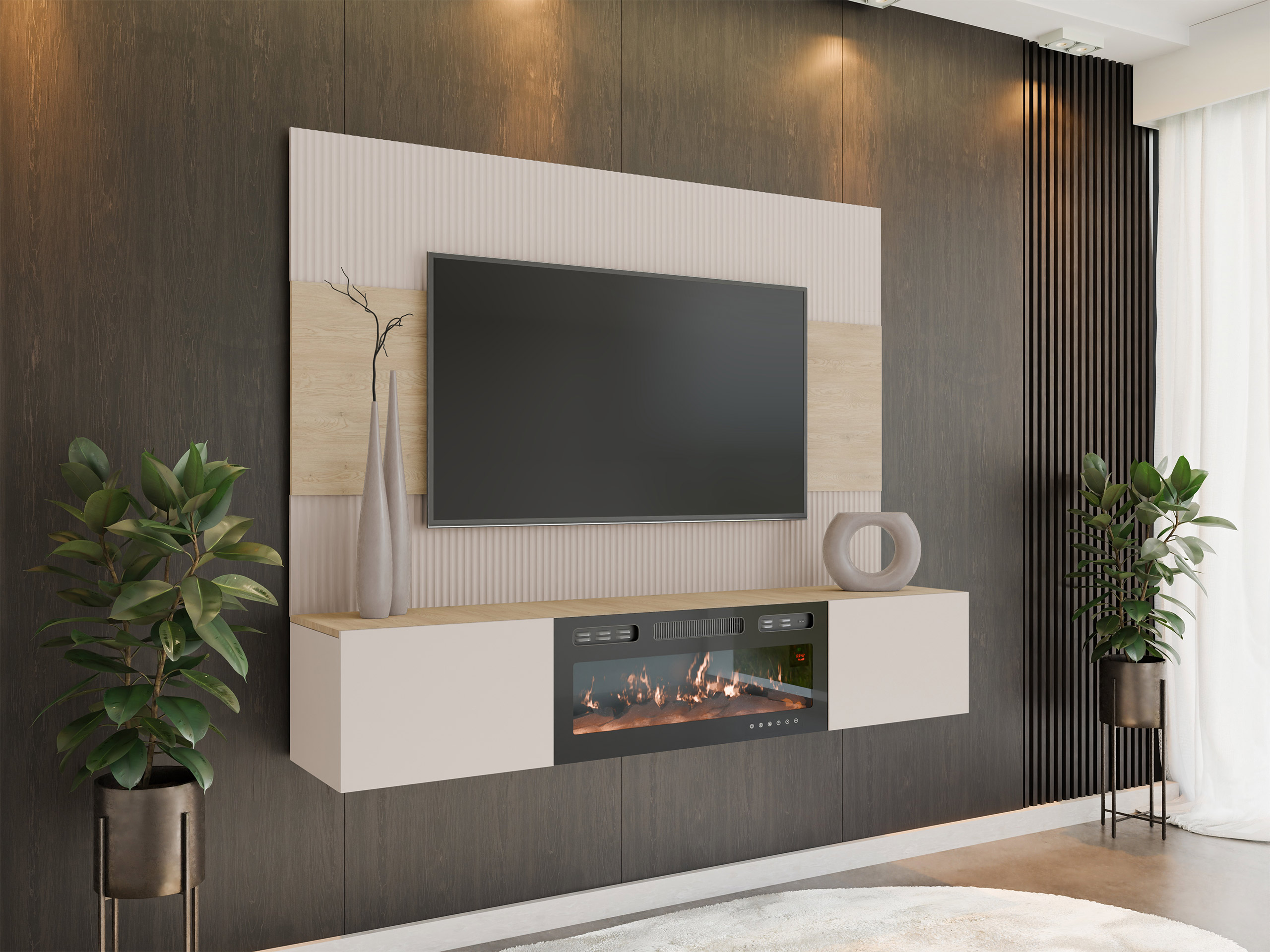 Ensemble de salon Comfivo Salix VII (Beige + Chêne Cremona)