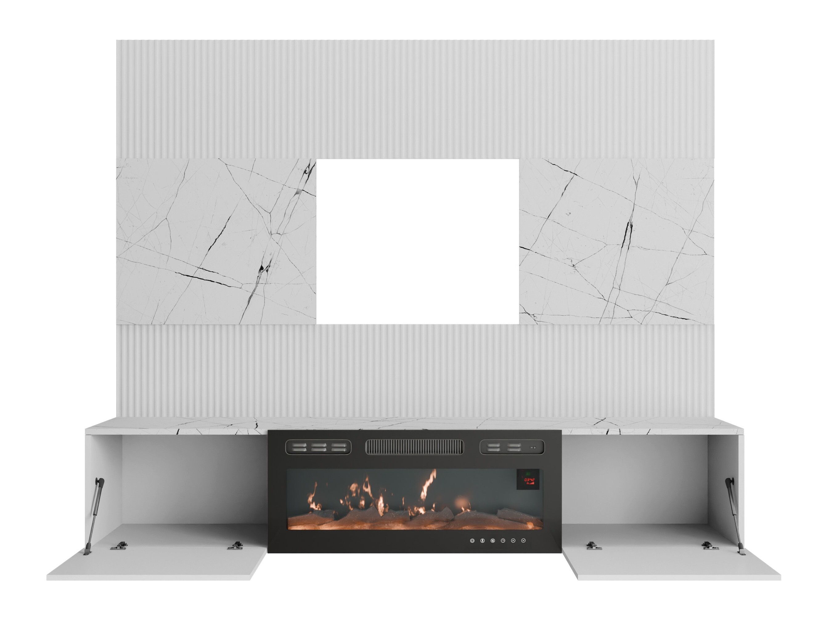 Ensemble de salon Comfivo Salix VII (Blanc + Marbre blanc)
