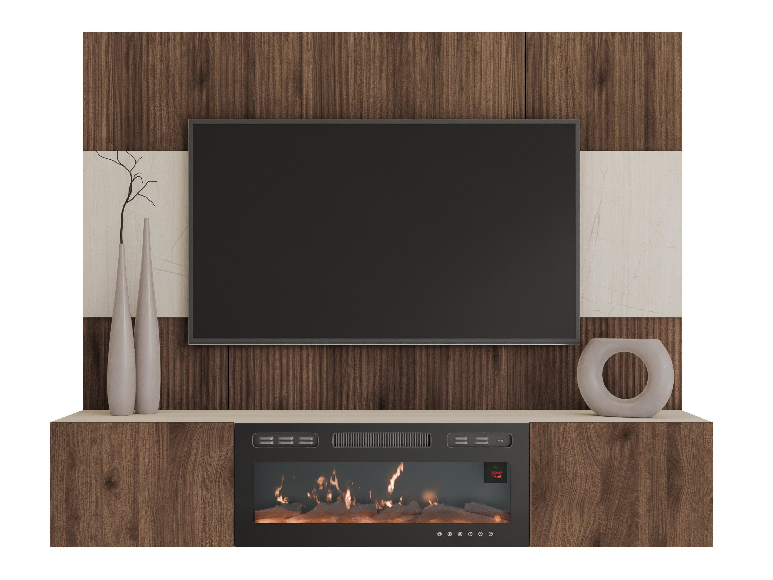 Ensemble de salon Comfivo Salix VII (Noyer + Clair Travertine)