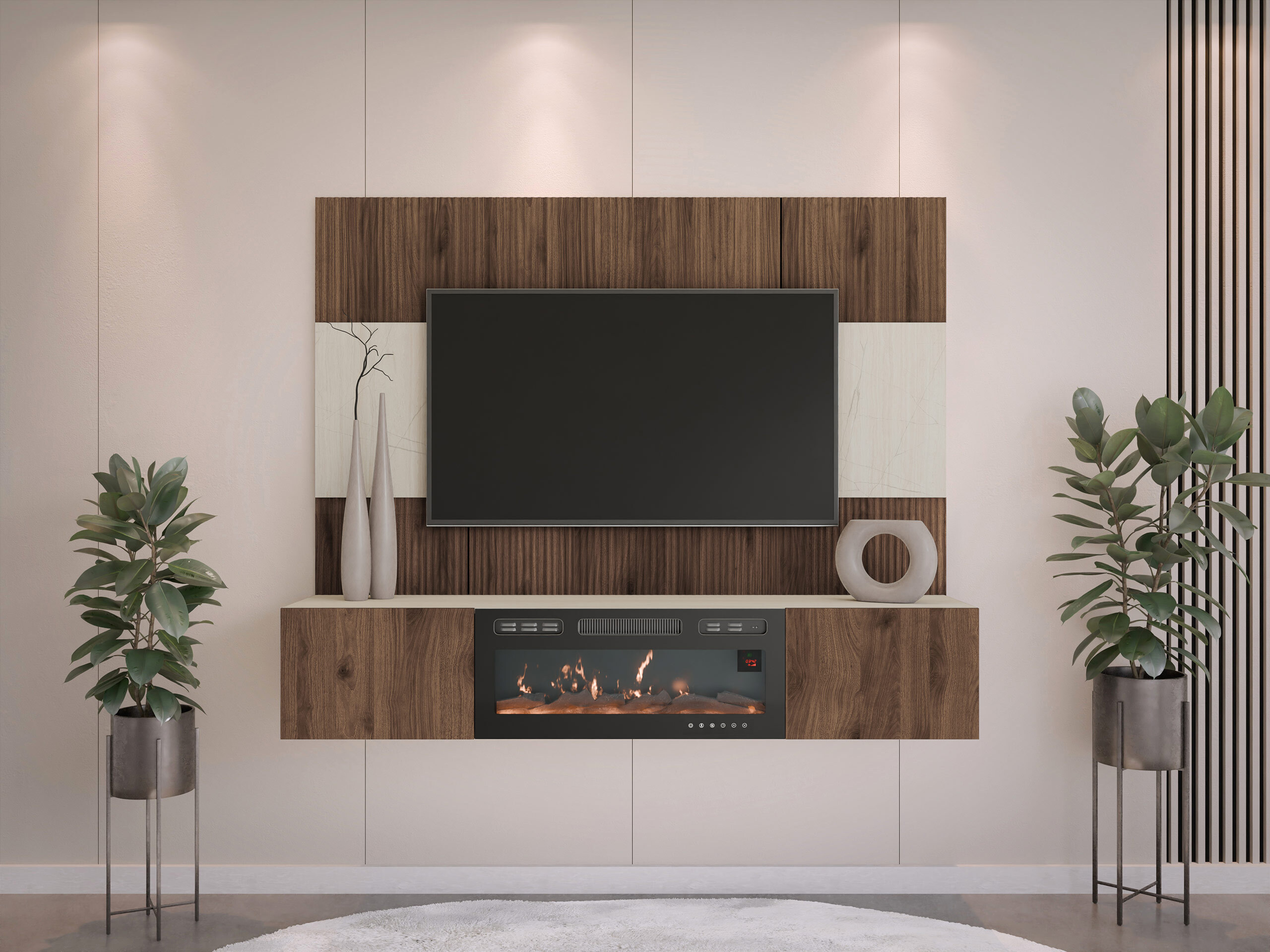 Ensemble de salon Comfivo Salix VII (Noyer + Clair Travertine)