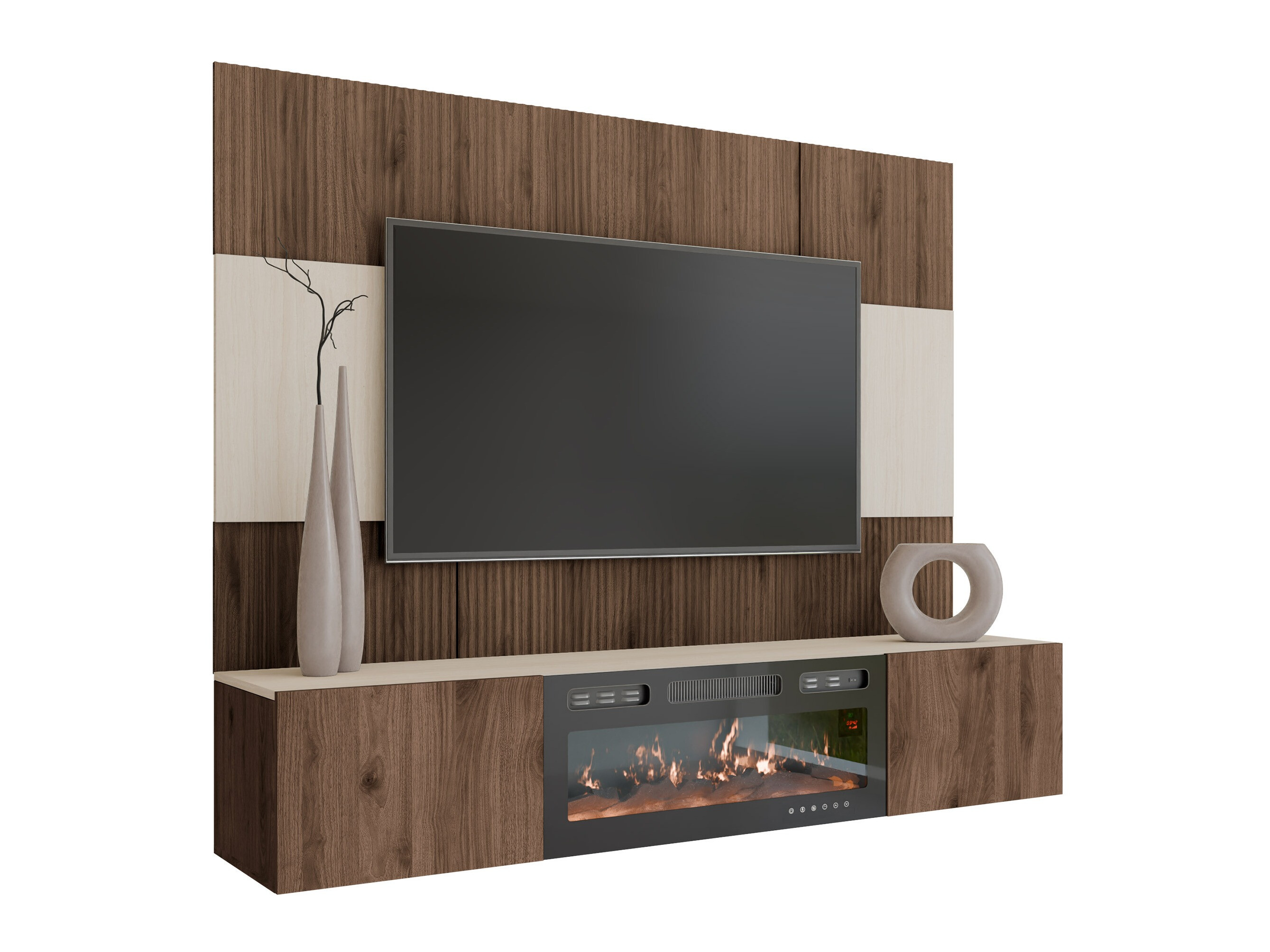 Ensemble de salon Comfivo Salix VII (Noyer + Clair Travertine)