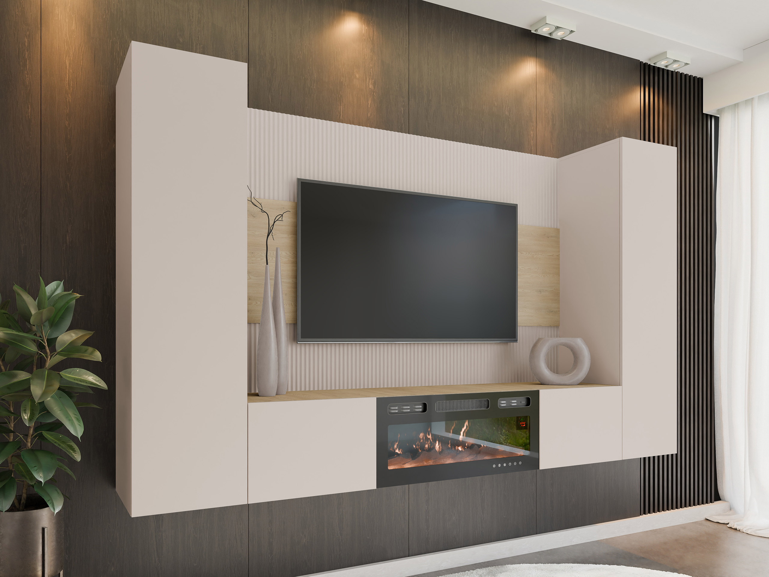 Ensemble de salon Comfivo Salix VIII (Beige + Chêne Cremona)
