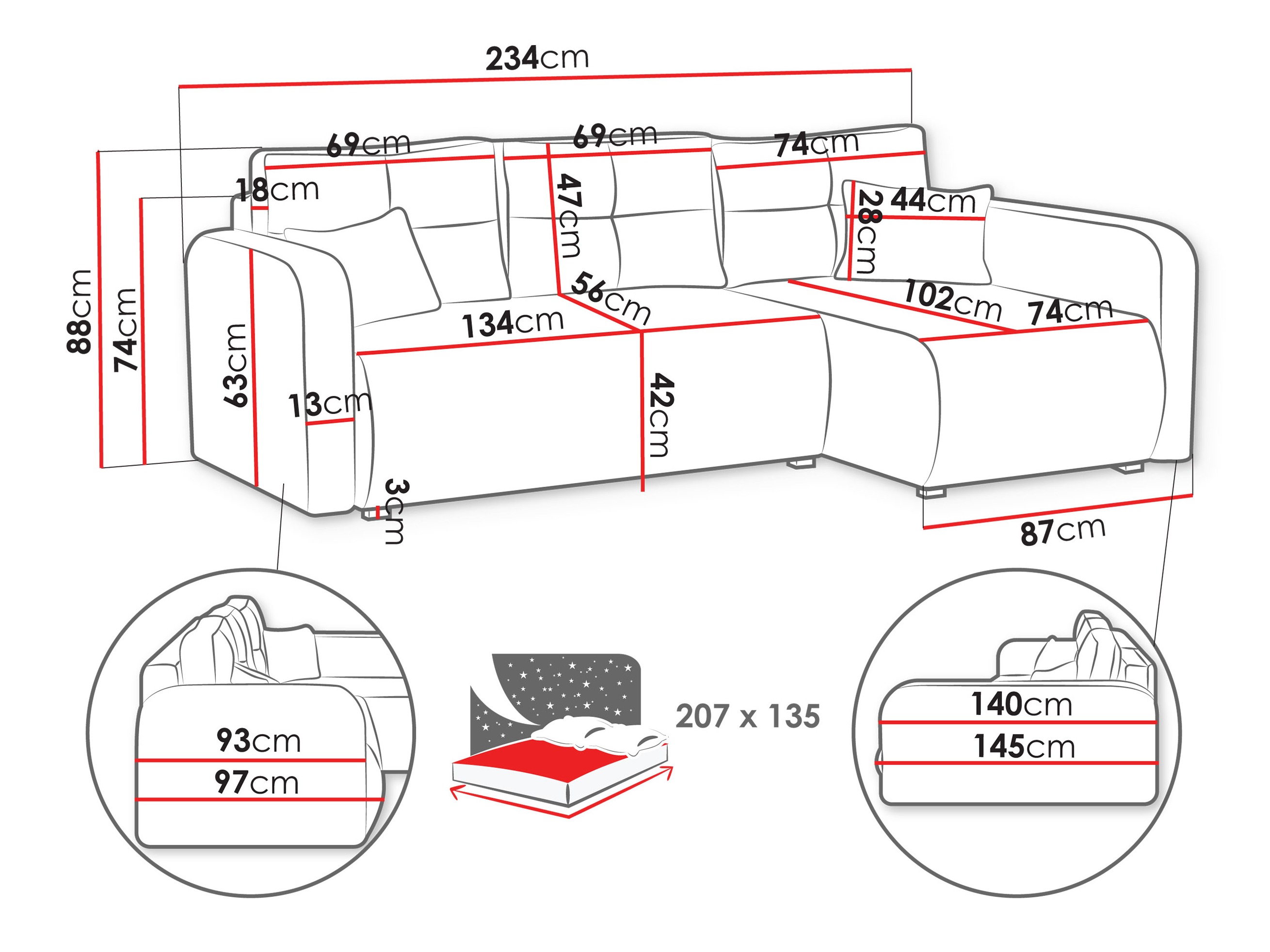 Canapé d'angle Delano 100 (Poso 110)
