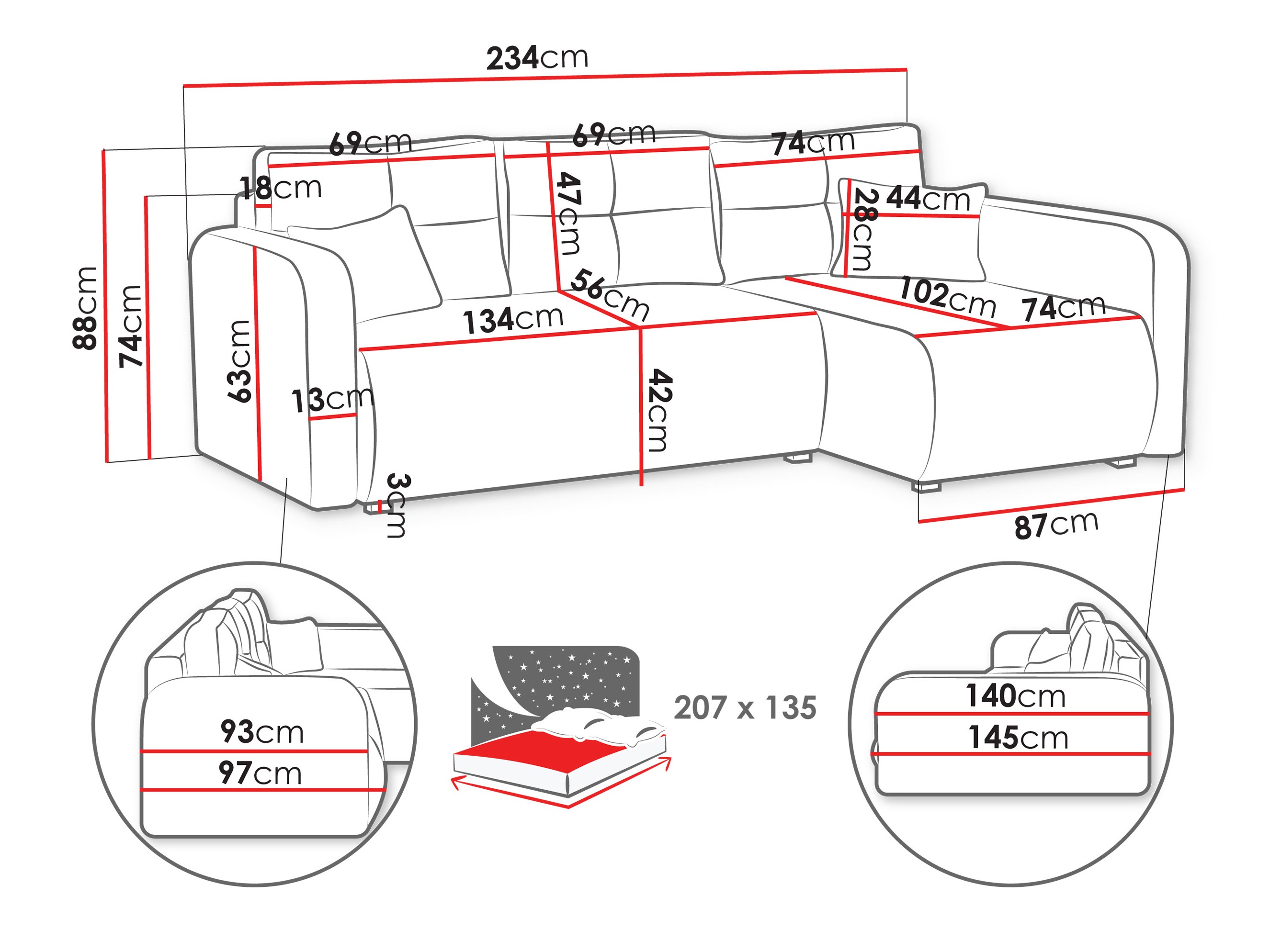 Canapé d'angle Delano 100 (Poso 110)