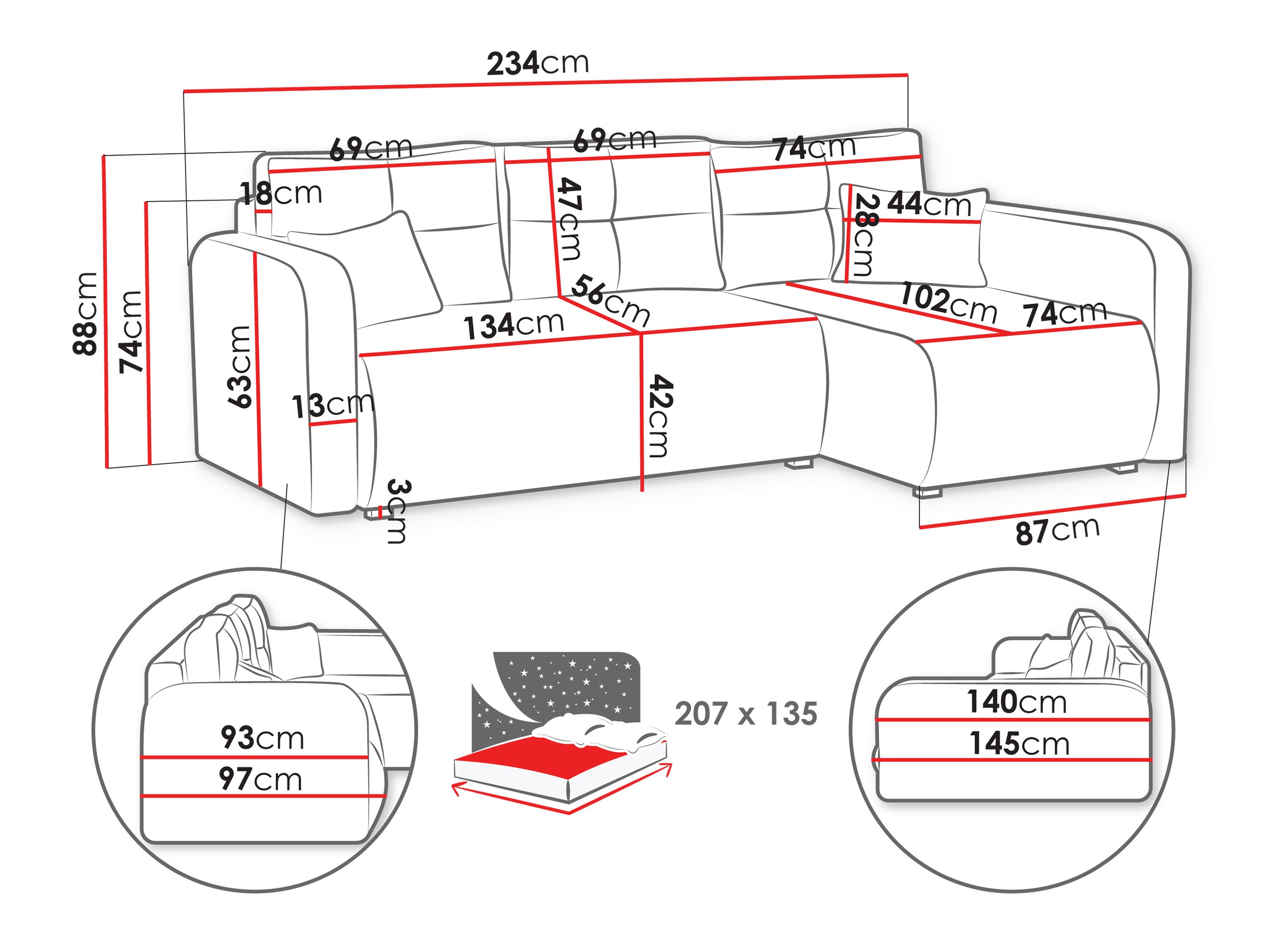 Canapé d'angle Delano 100 (Poso 22)