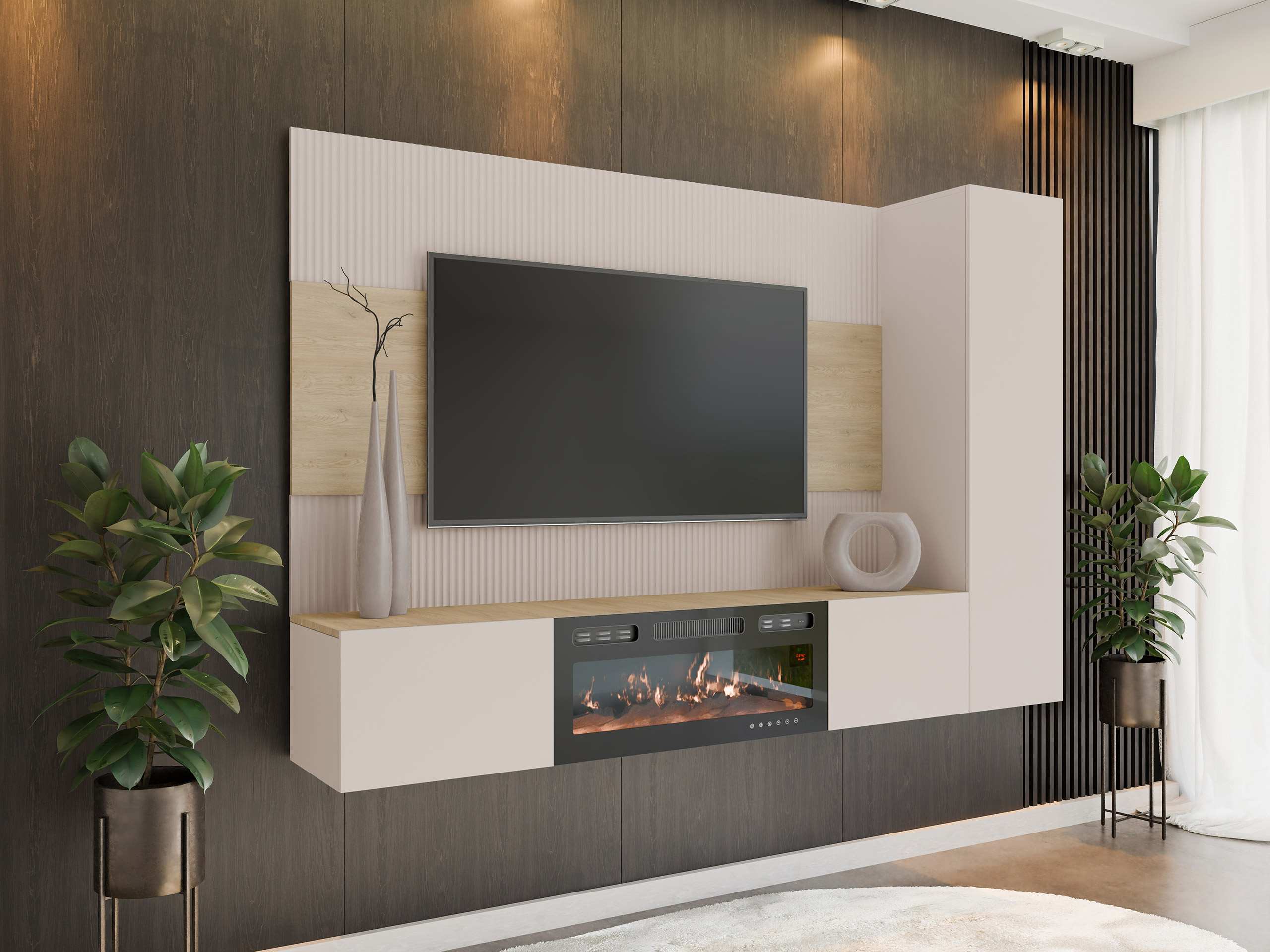 Ensemble de salon Comfivo Salix IX (Beige + Chêne Cremona)