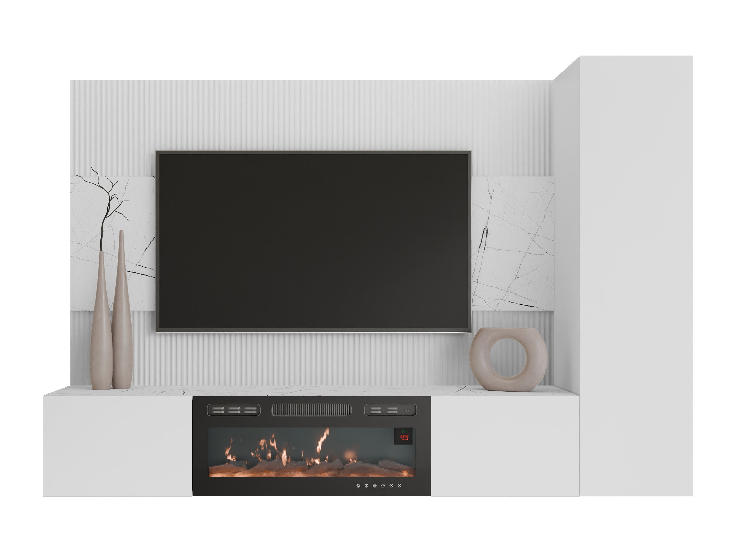 Ensemble de salon Comfivo Salix IX (Blanc + Marbre blanc)