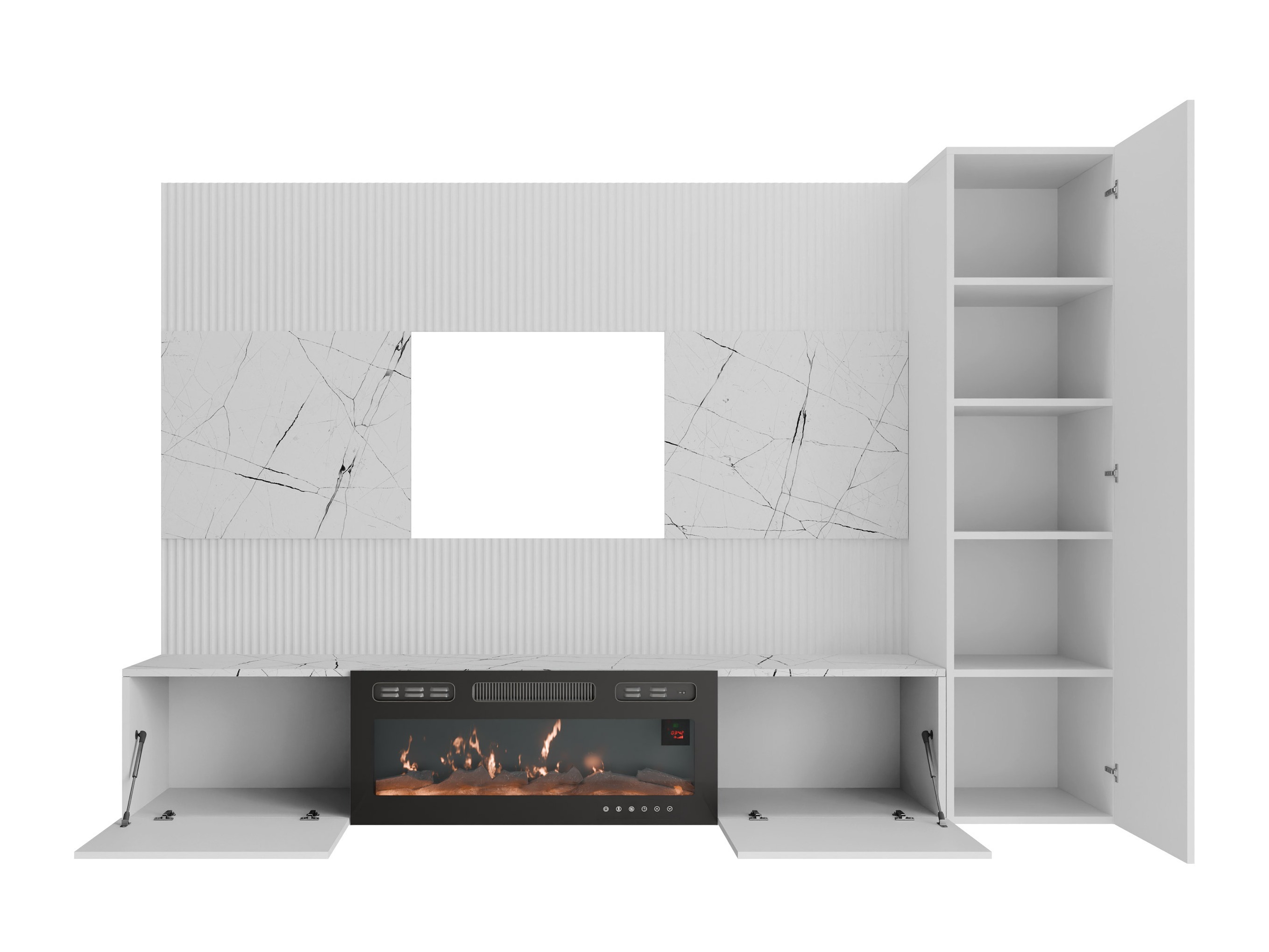 Ensemble de salon Comfivo Salix IX (Blanc + Marbre blanc)