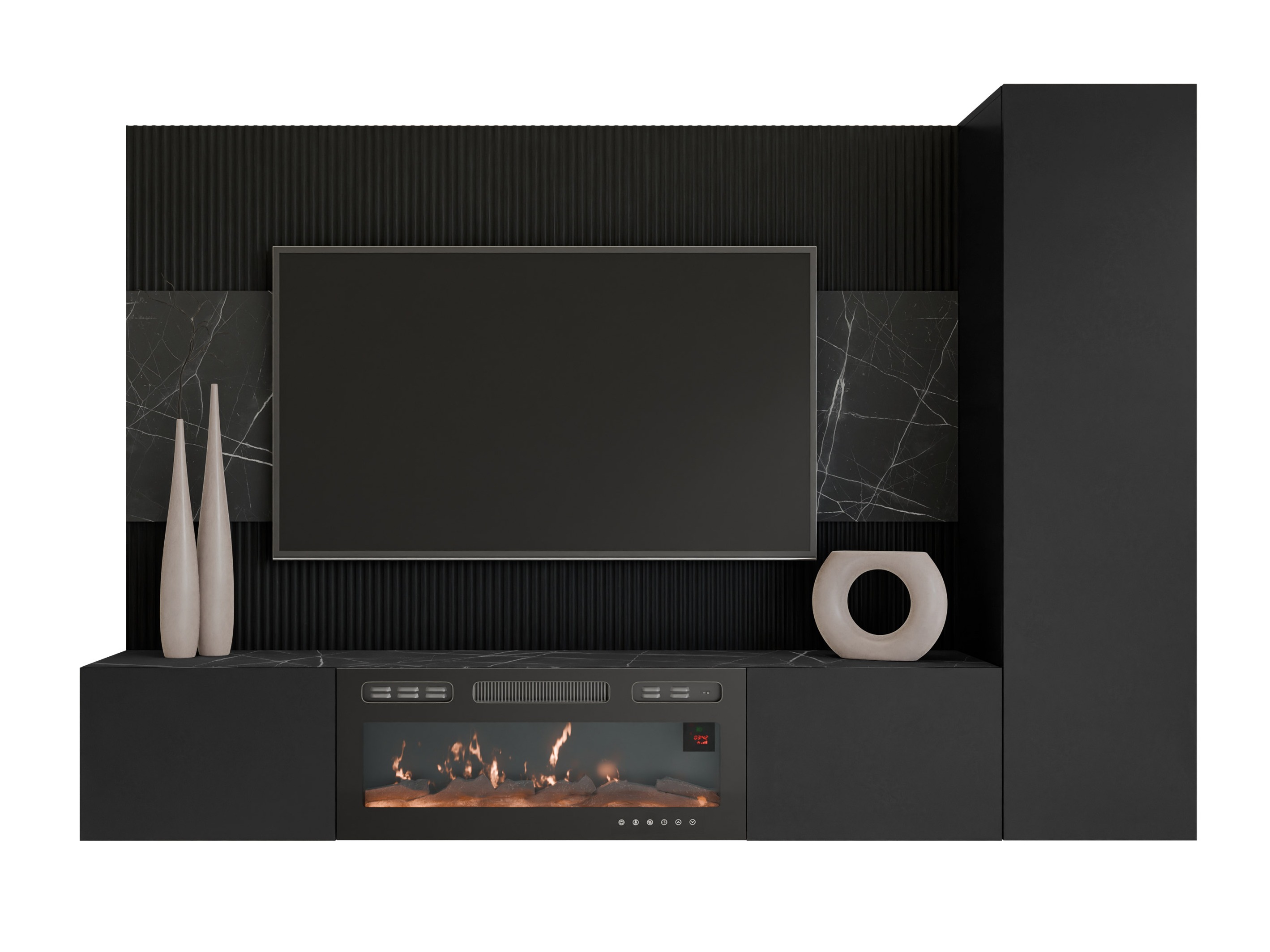 Ensemble de salon Comfivo Salix IX (Noir + Marbre noir)