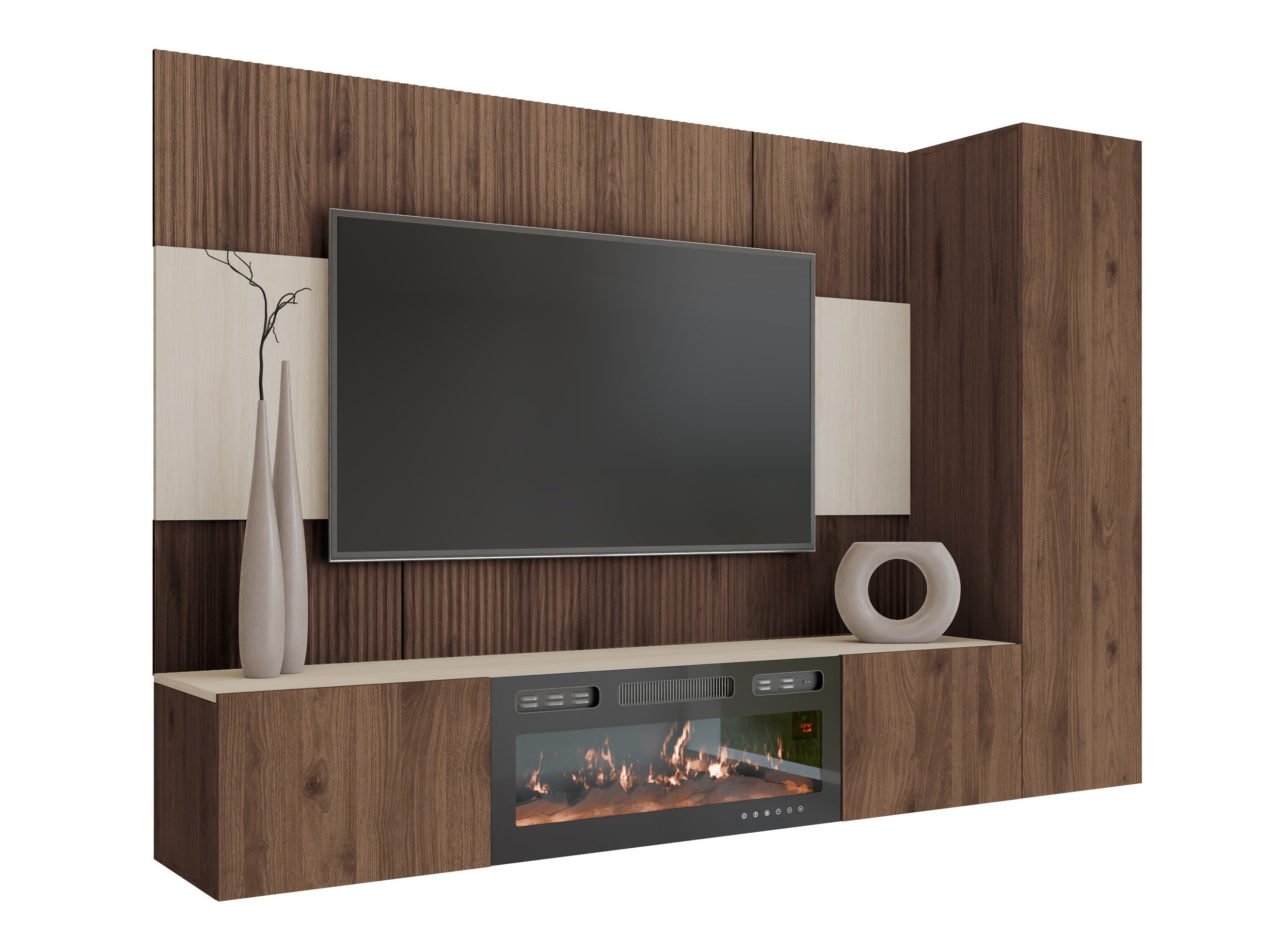 Ensemble de salon Comfivo Salix IX (Noyer + Clair Travertine)
