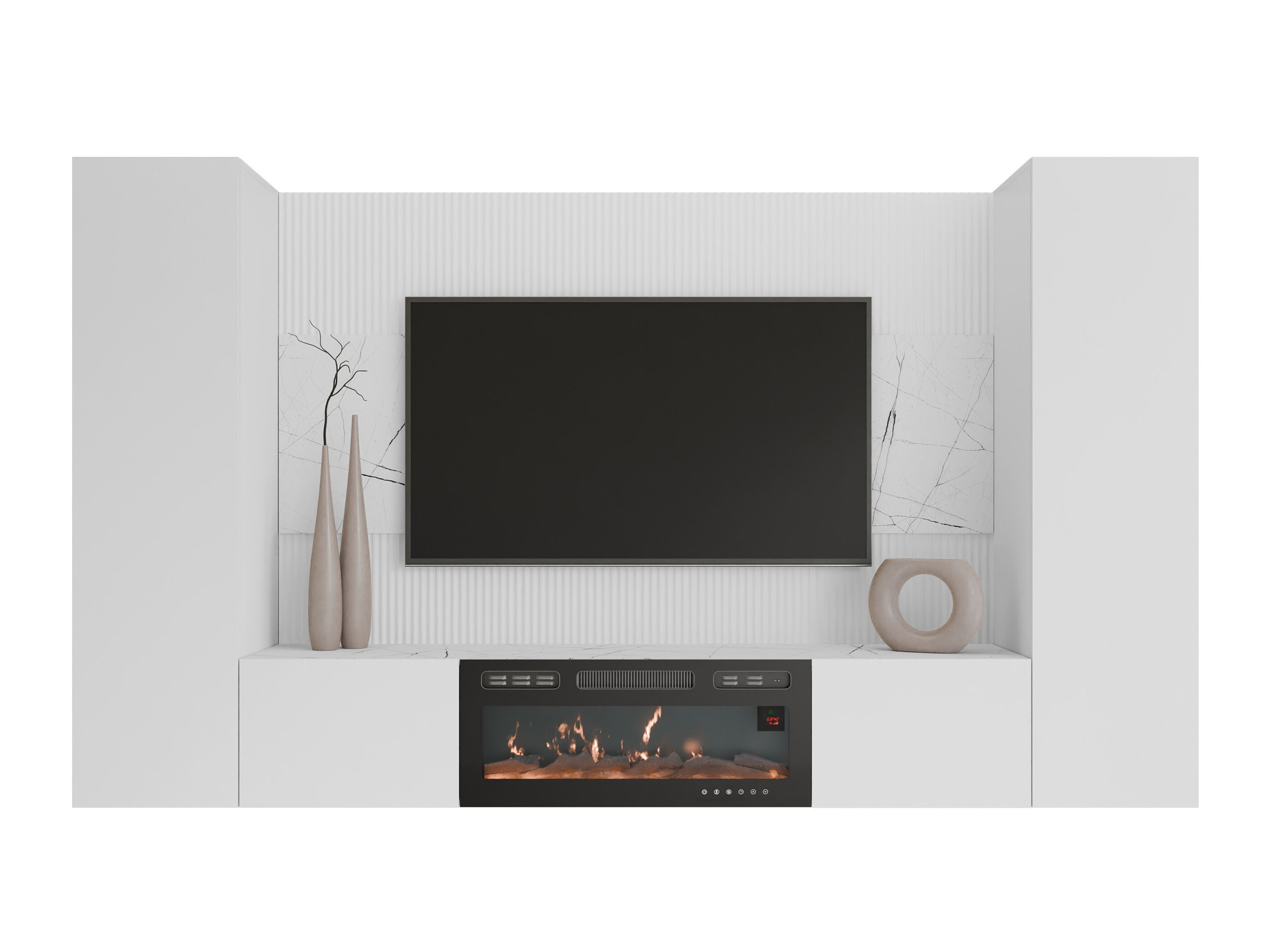 Ensemble de salon Comfivo Salix VIII (Blanc + Marbre blanc)