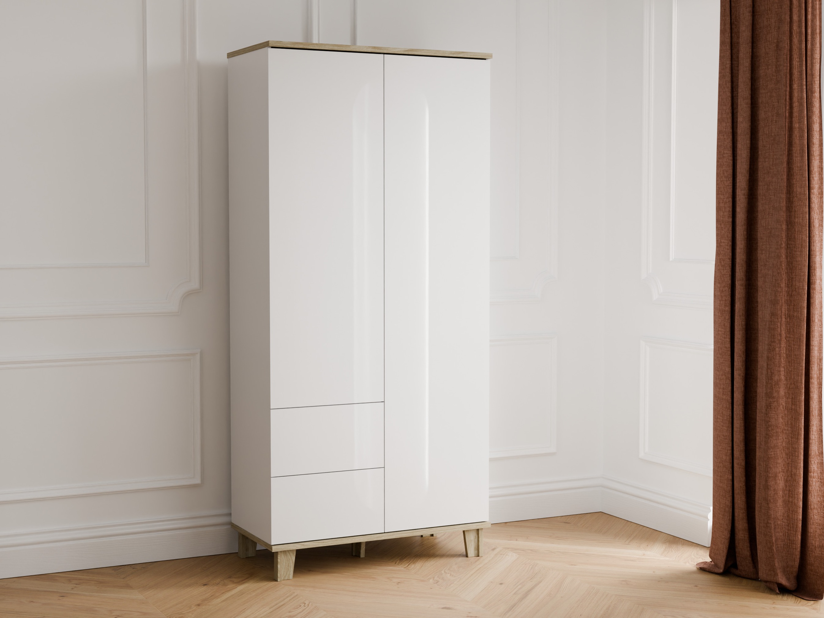 Armoire Evarveru 100 (Blanc brillant)