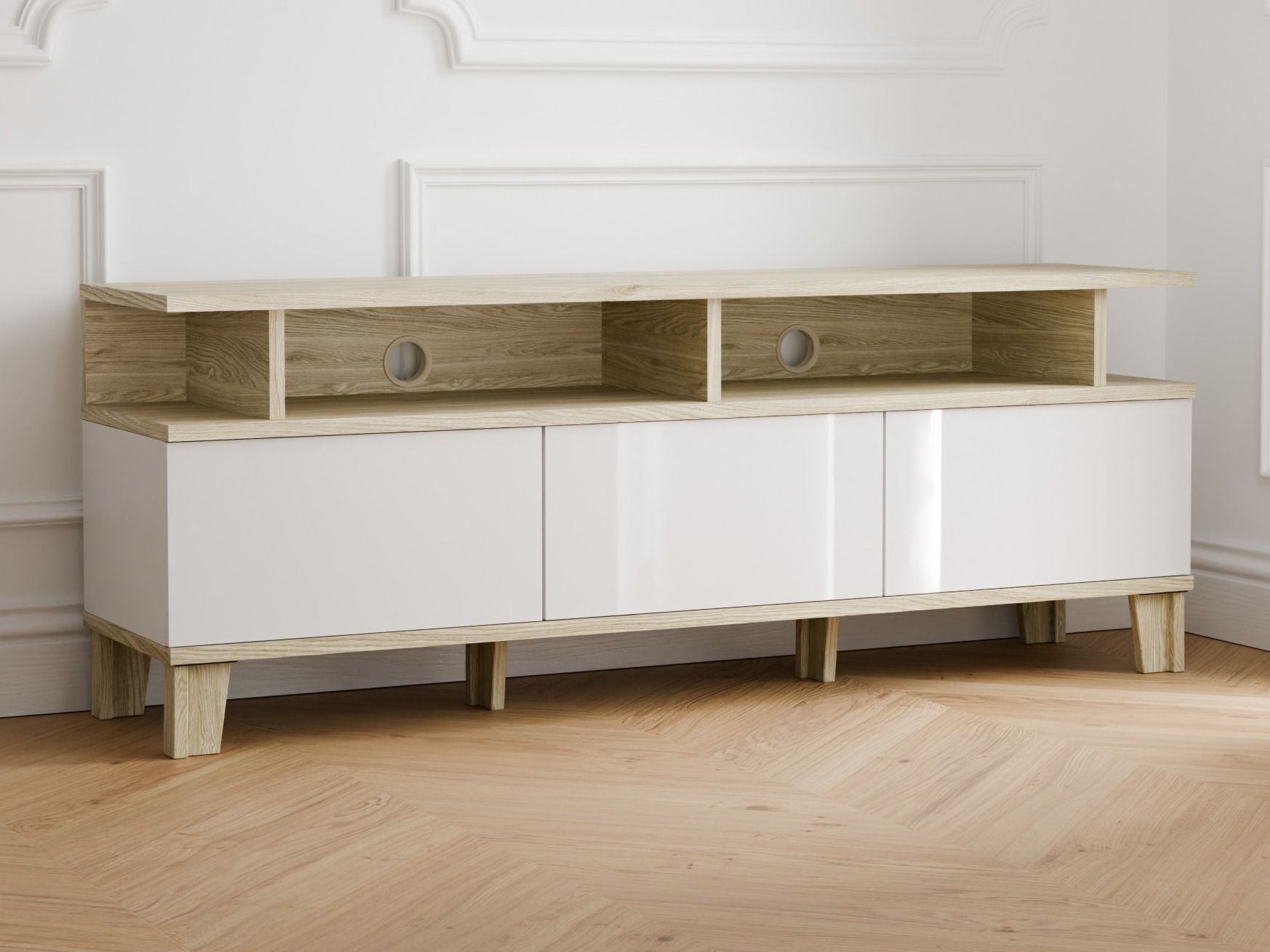 Meuble TV Evarveru 101 (Blanc brillant)