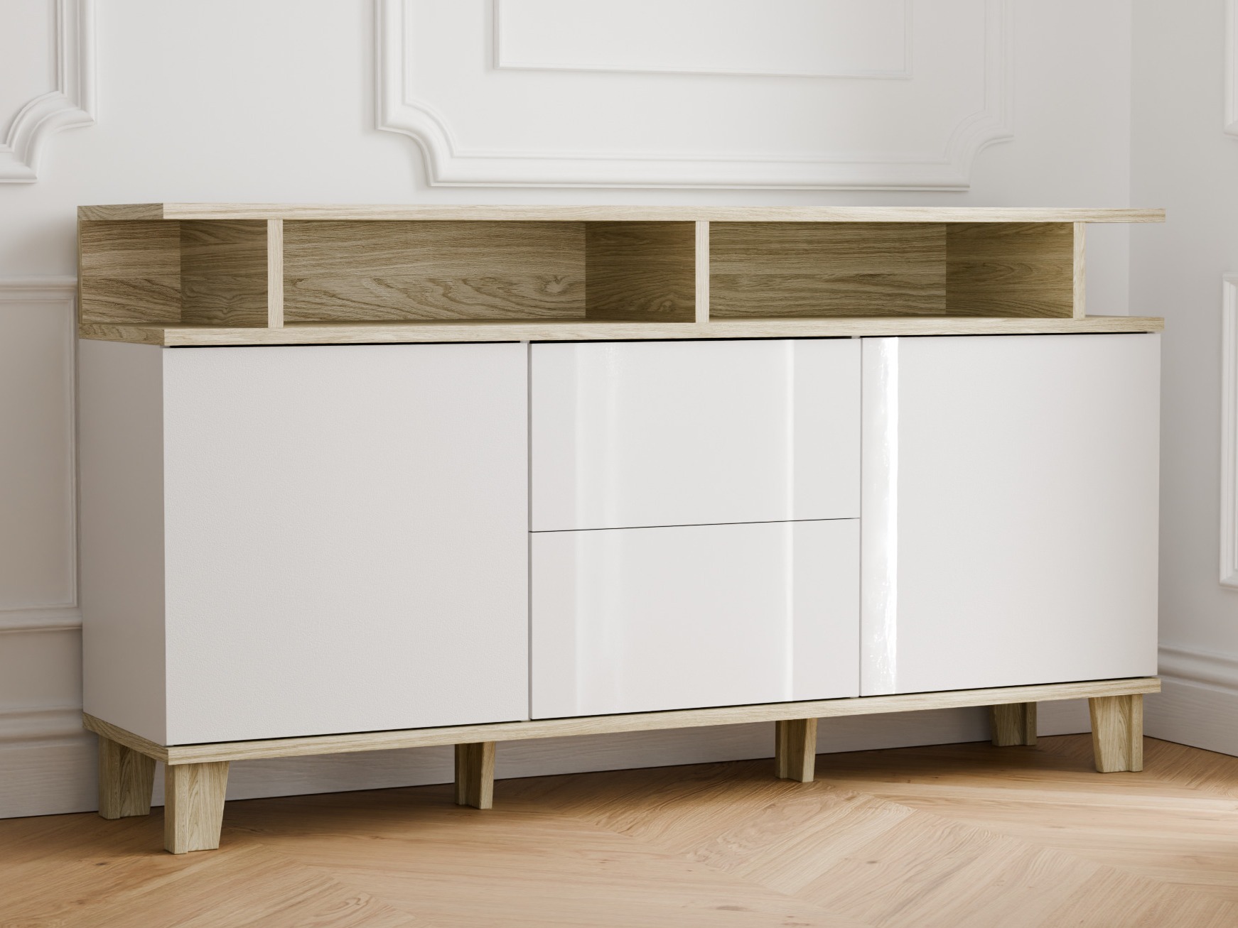 Commode Evarveru 105 (Blanc brillant)