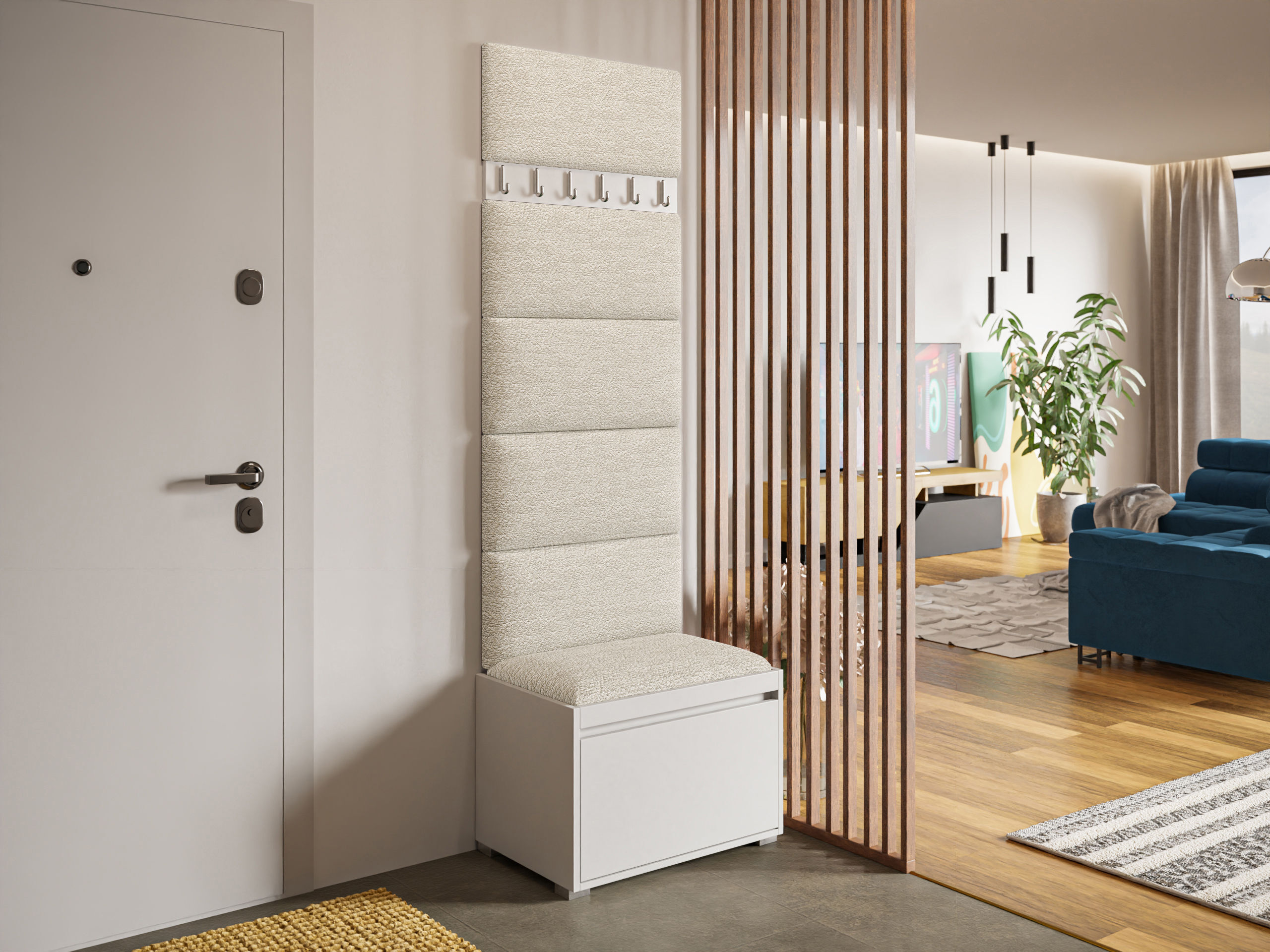 Meuble d'entrée Comfivo Pinus V (Blanc + Abriamo 03)