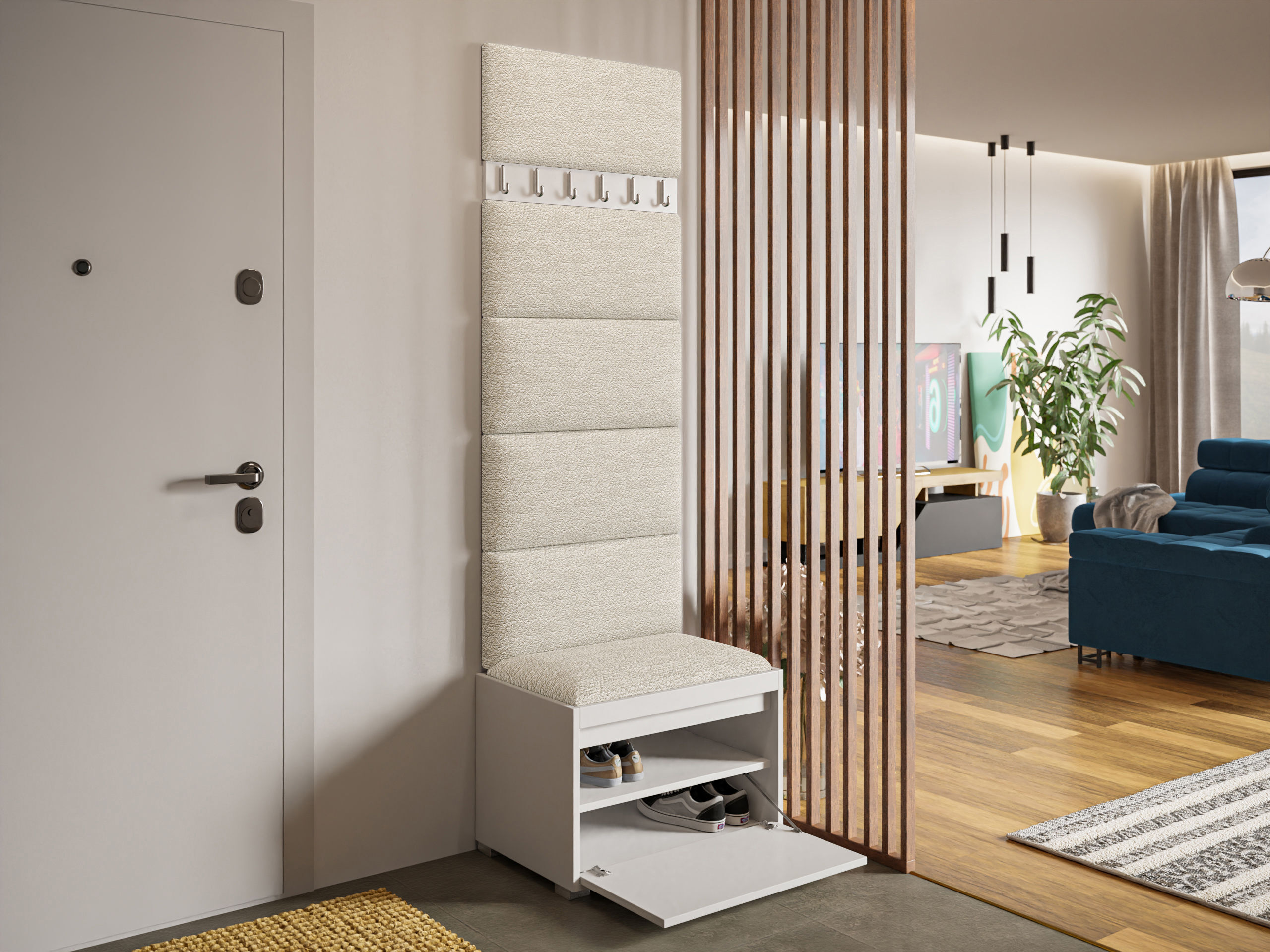 Meuble d'entrée Comfivo Pinus V (Blanc + Abriamo 03)