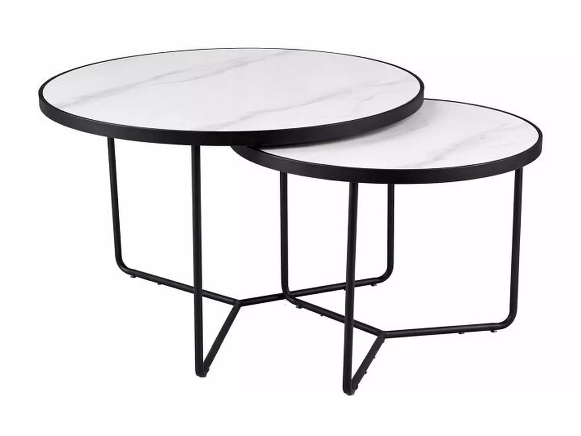 Ensemble tables basses Detroit 252 (Marbre blanc + Noir)