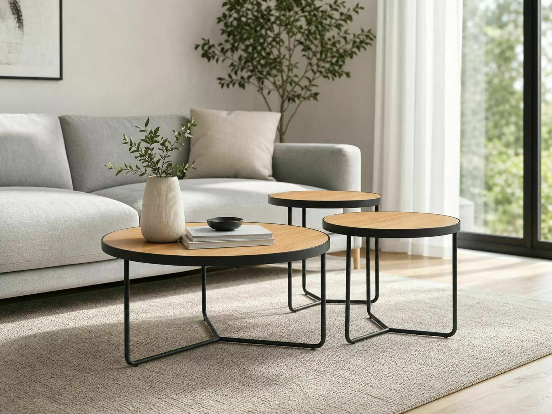 Ensemble tables basses Detroit 570 (Chêne + Noir)