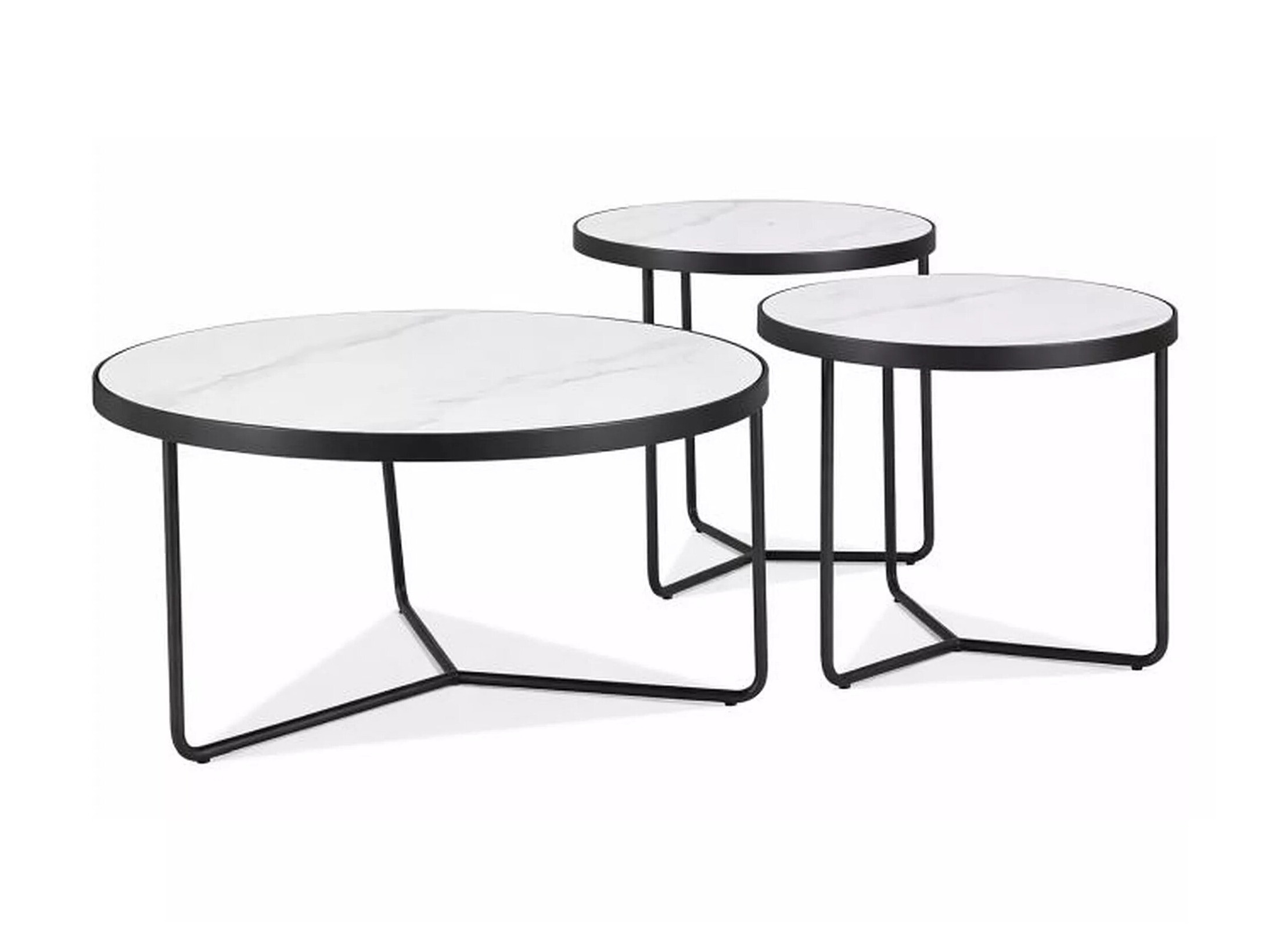 Ensemble tables basses Detroit 570 (Marbre blanc + Noir)