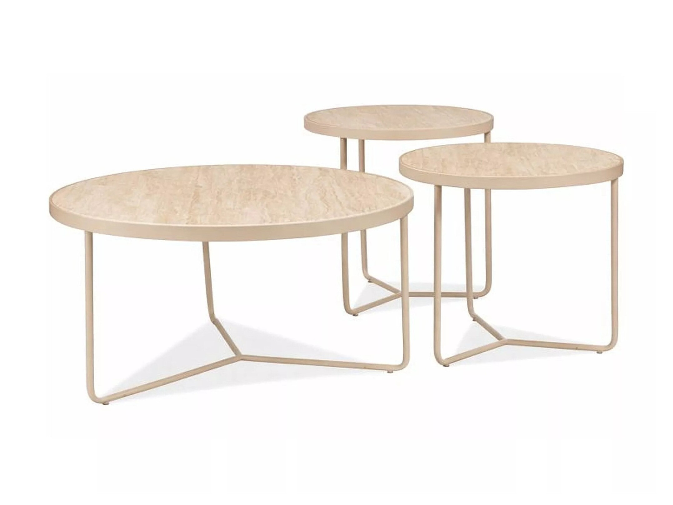 Ensemble tables basses Detroit 570 (Travertin clair + Cachemire)
