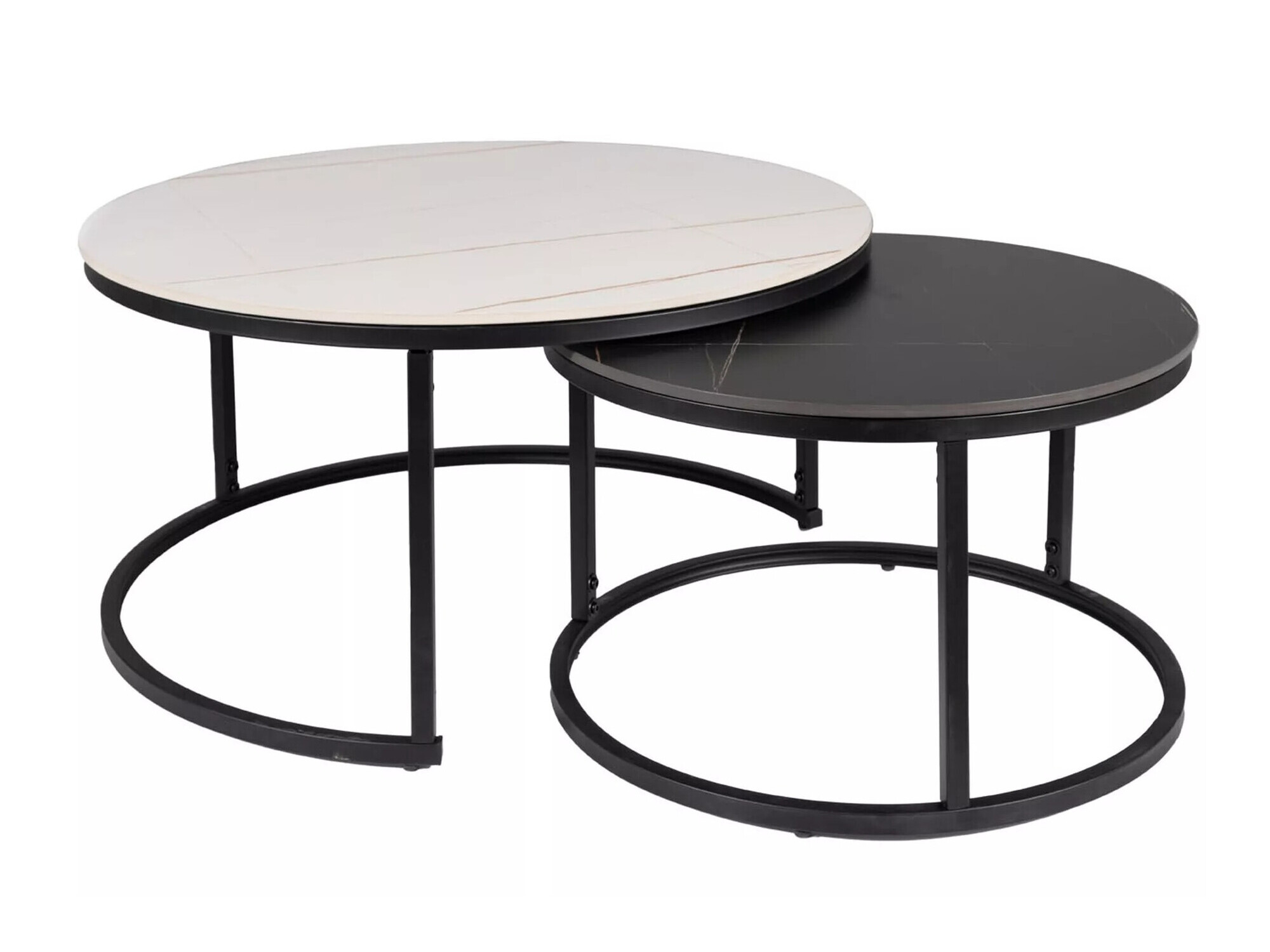 Ensemble tables basses Detroit 607 (Marbre blanc + Marbre noir + Noir)
