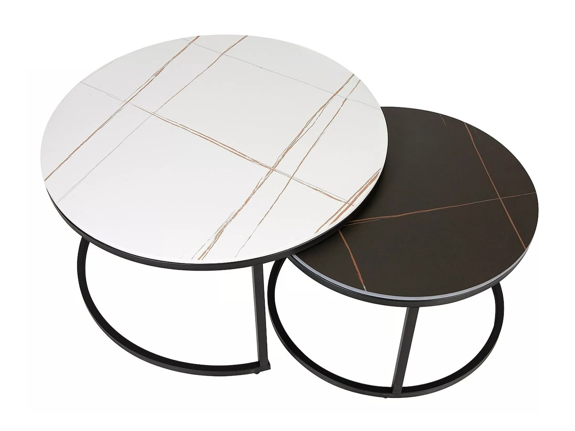 Ensemble tables basses Detroit 607 (Marbre blanc + Marbre noir + Noir)