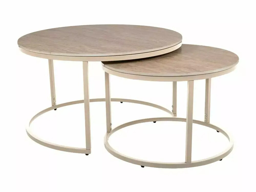 Ensemble tables basses Detroit 607 (Travertin clair + Cachemire)