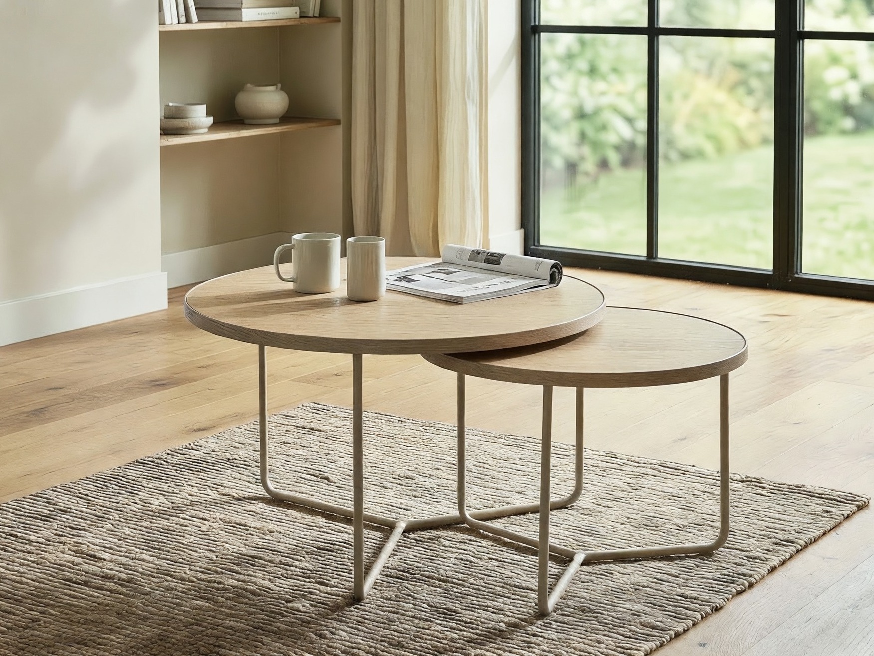 Ensemble tables basses Detroit 252 (Travertin clair + Cachemire)