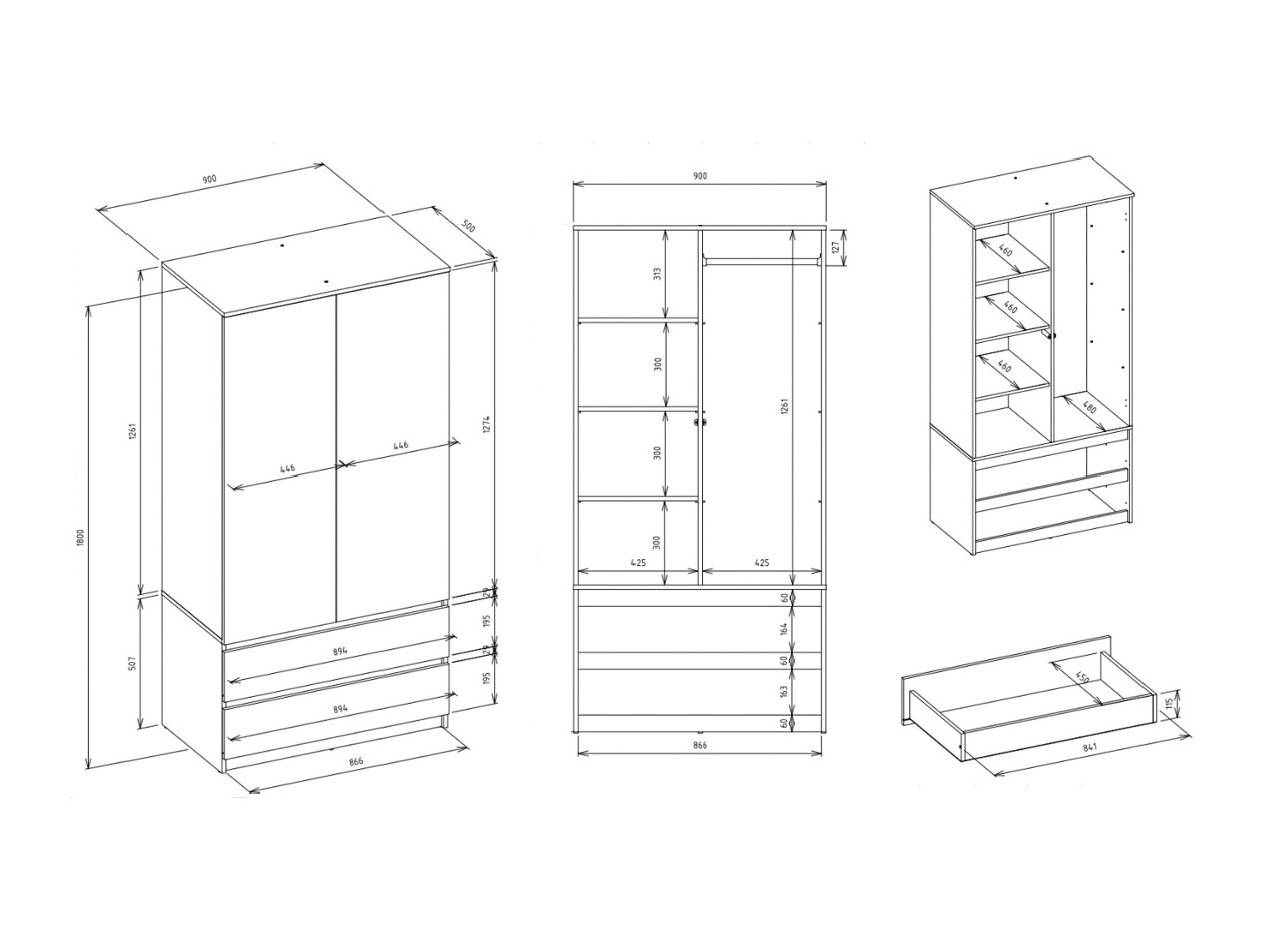 Armoire Elbvelu 135 (Blanc)