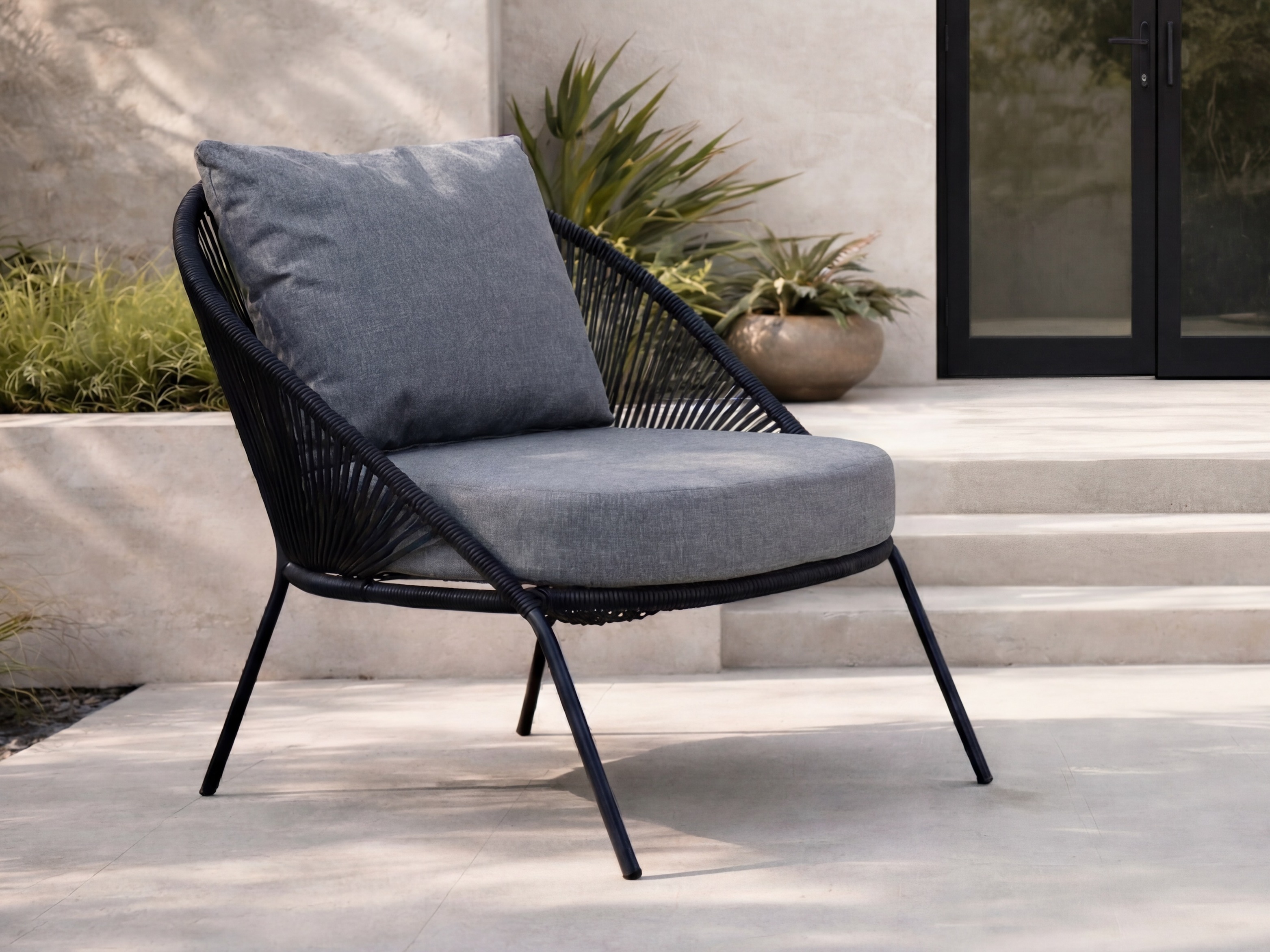 Fauteuil de jardin Dallas 1079 (Noir + Gris)