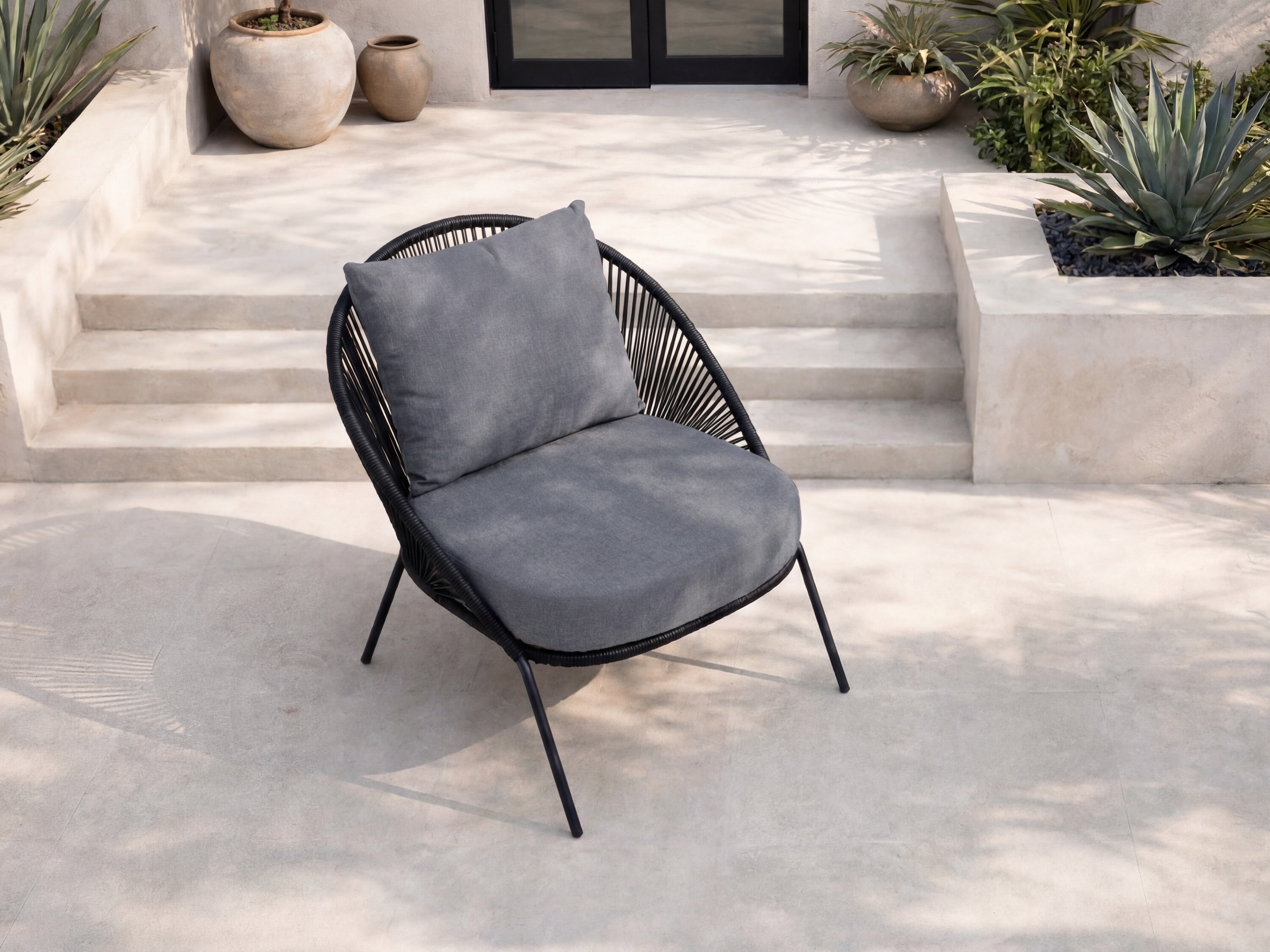 Fauteuil de jardin Dallas 1079 (Noir + Gris)