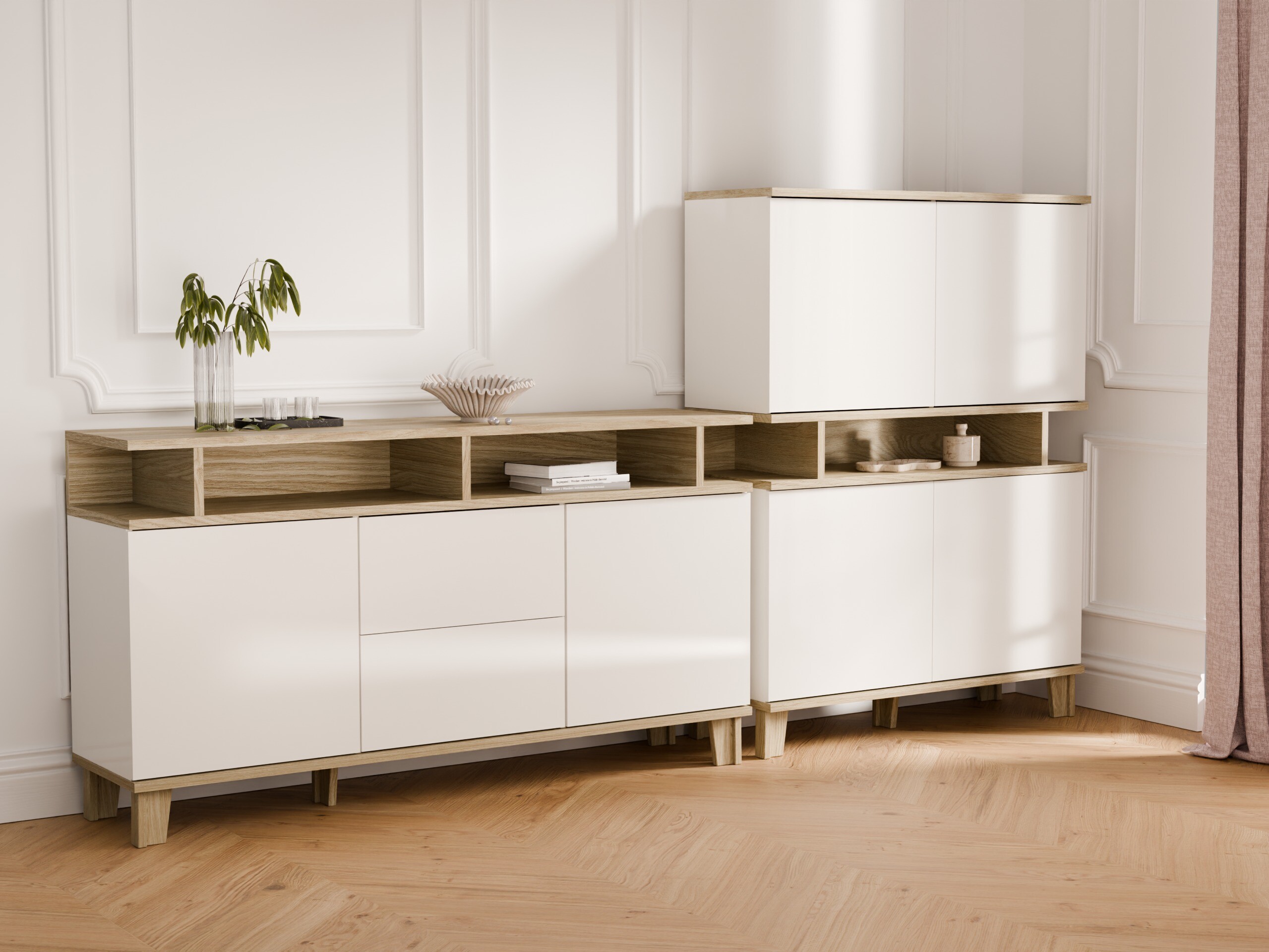 Commode Evarveru 105 (Blanc brillant)