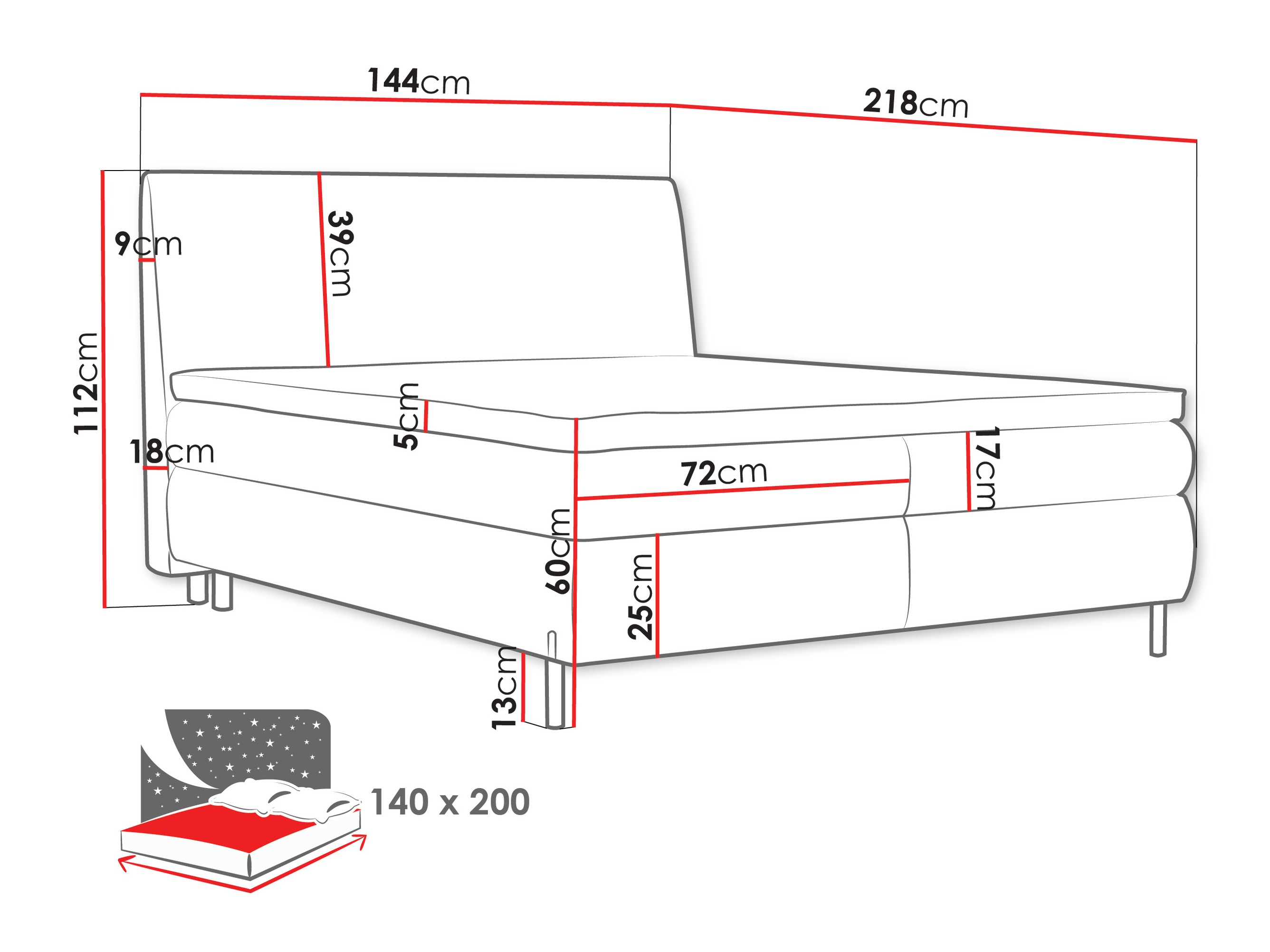 Lit boxspring Portage 113 (Adventure 06)