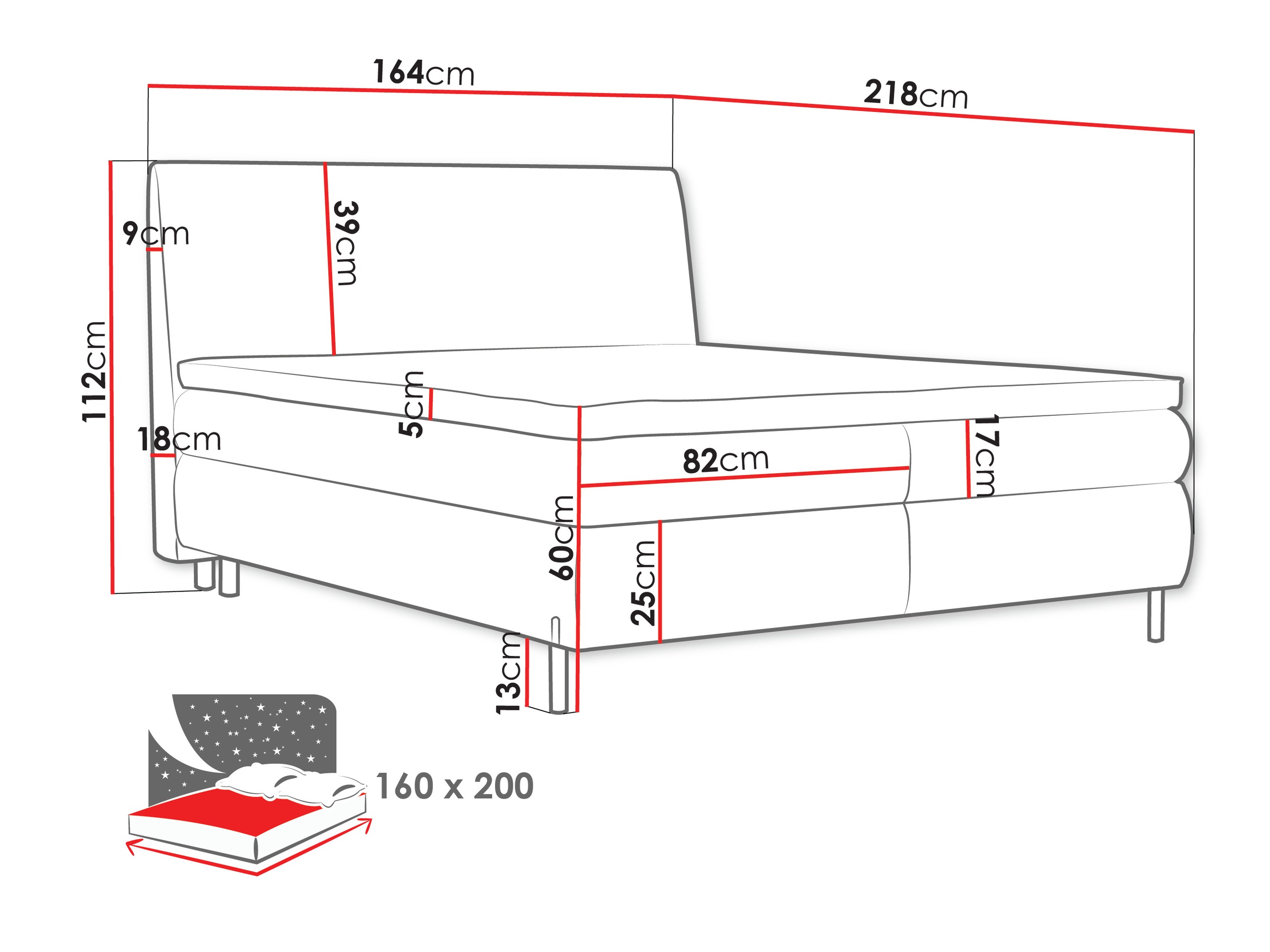 Lit boxspring Portage 113 (Adventure 06)