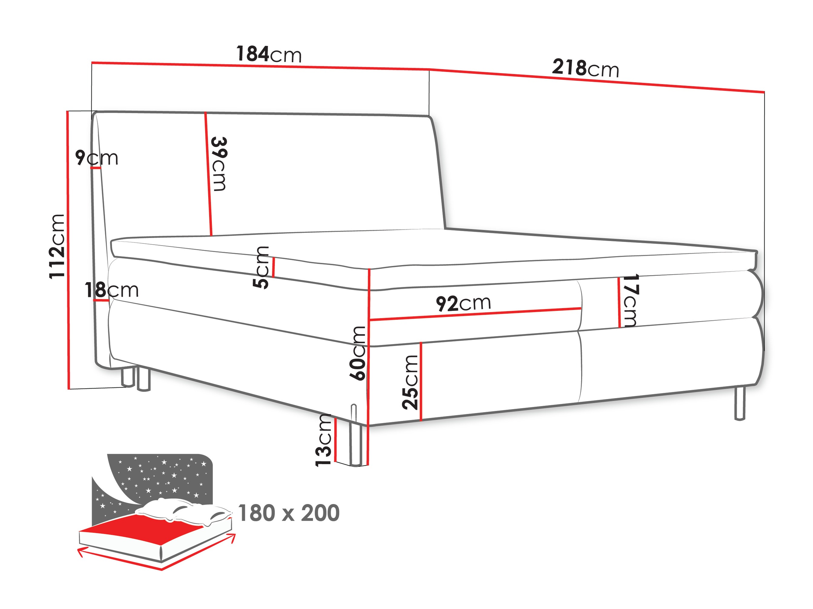 Lit boxspring Portage 113 (Adventure 06)