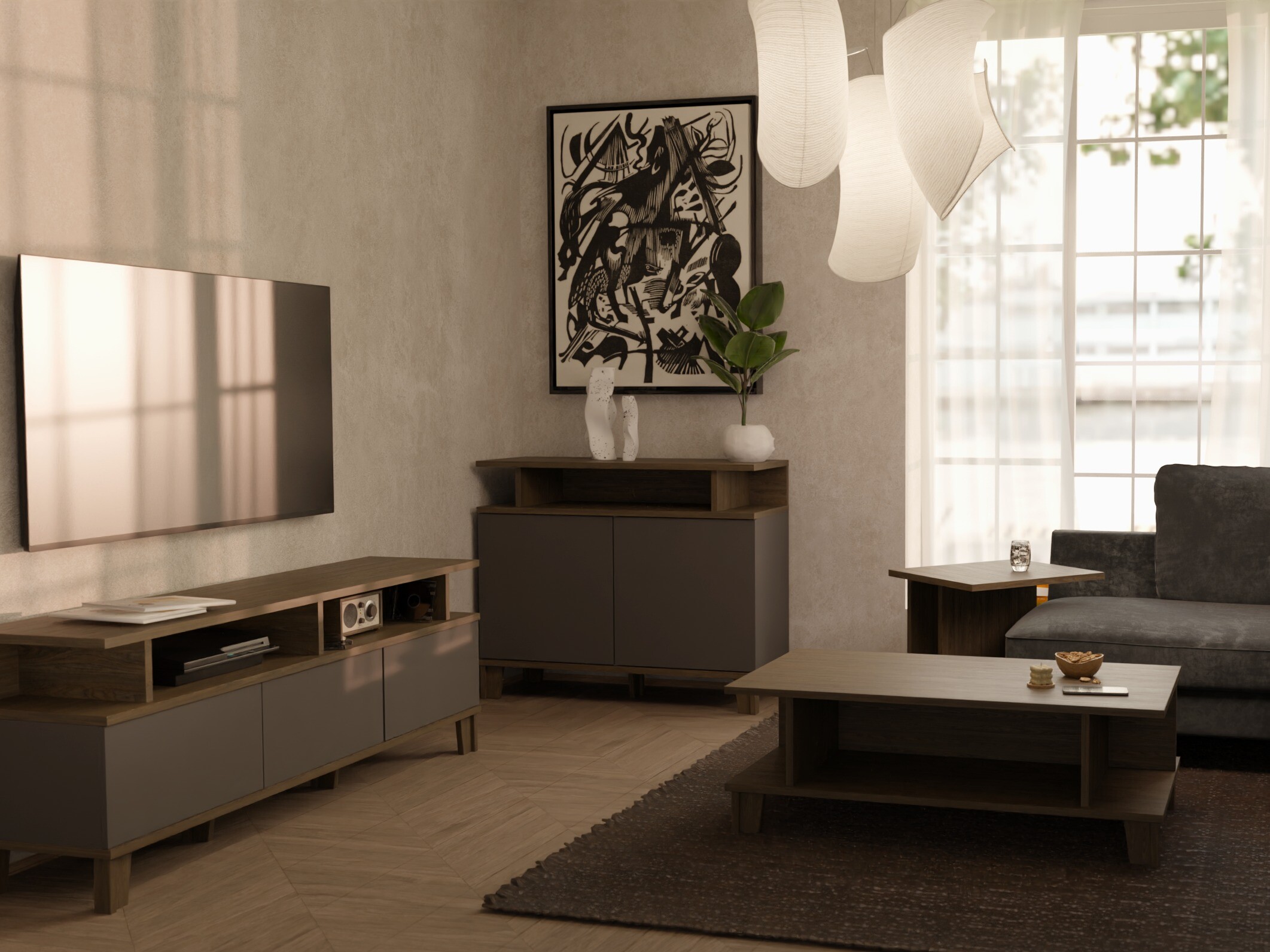 Meuble TV Evarveru 101 (Anthracite)