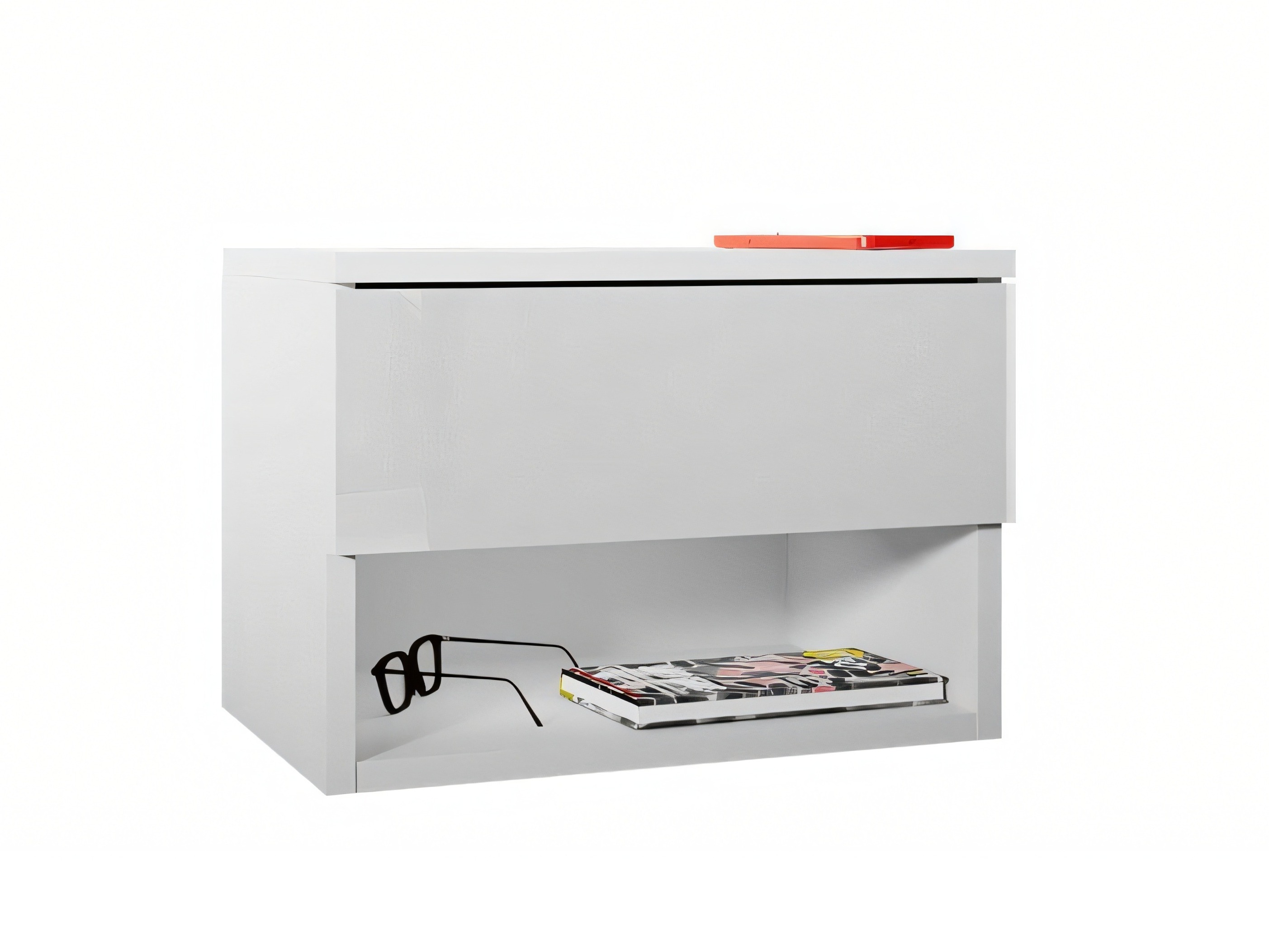 Table de chevet Papilix (Blanc + Blanc brillant)