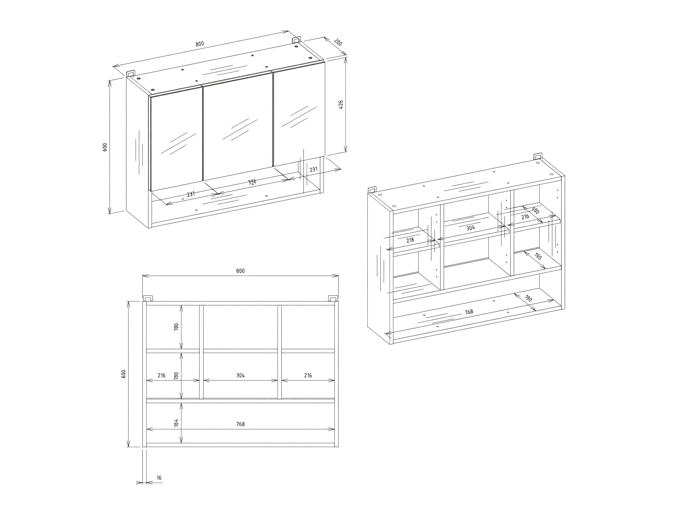 Armoire à miroir de salle de bains Balelbo 113 (Blanc)