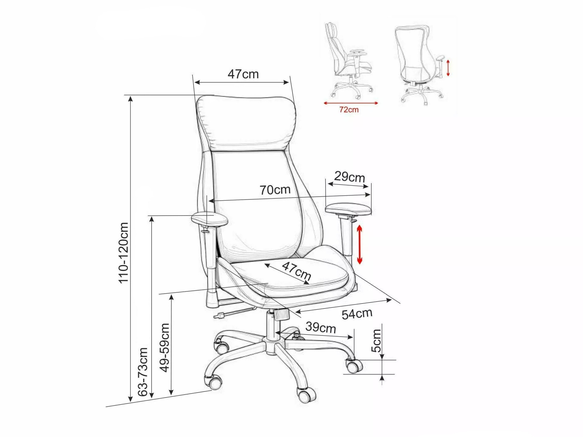 Chaise de bureau Detroit 1034 (Bleu)